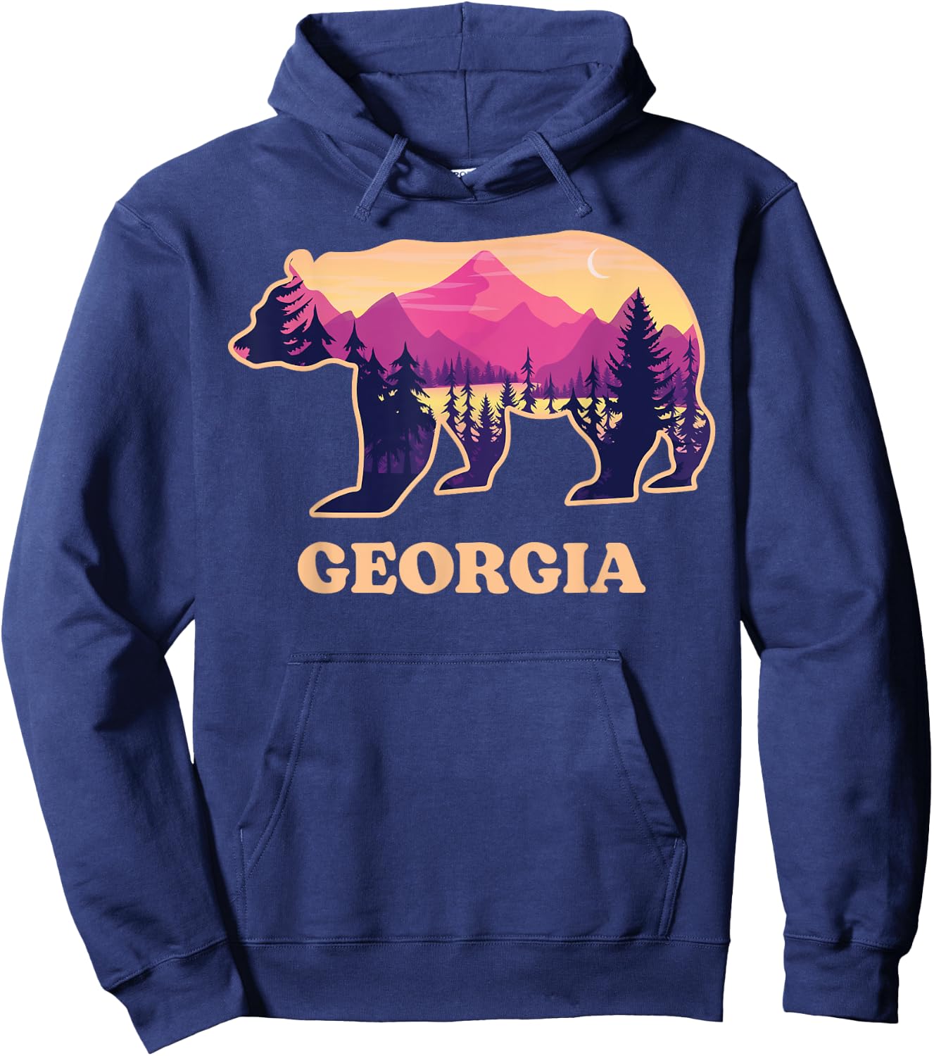 Bear Blue Ridge Georgia GA Vintage Retro Hiking Souvenirs Hoodie - Hoodie | Navy