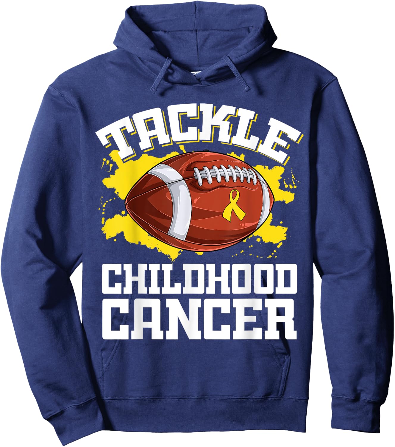 Football Tackle Childhood Cancer Retro Awareness Ribbon Hoodie - Hoodie | Navy
