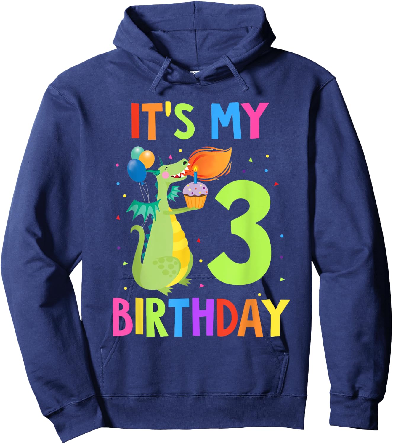 It's My 3rd Birthday Shirt Toddler Boy 3 Yrs Old Dragon Hoodie - Hoodie | Navy