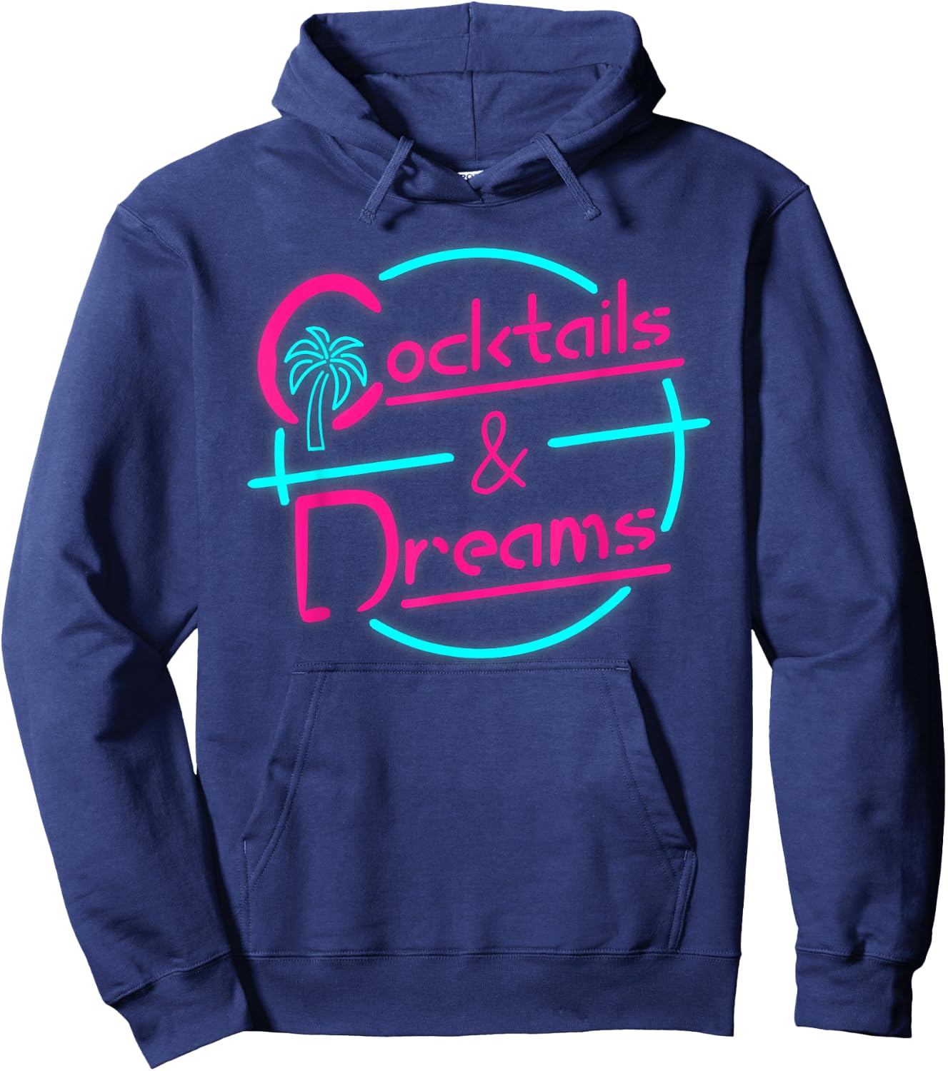 Cocktails And Dreams 80s Summer Cocktail Retro Style Hoodie - Hoodie | Navy