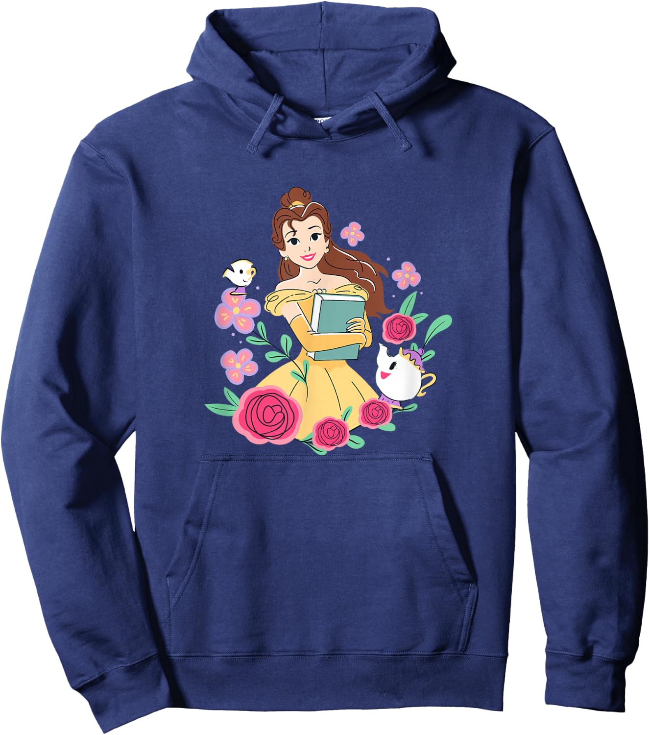 Disney Beauty and the Beast Belle & Book Fall Floral Roses Hoodie - Hoodie | Navy