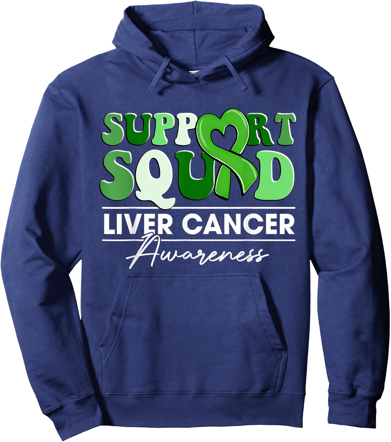 Groovy Support Squad Green Ribbon Liver Cancer Awareness Hoodie - Hoodie | Navy