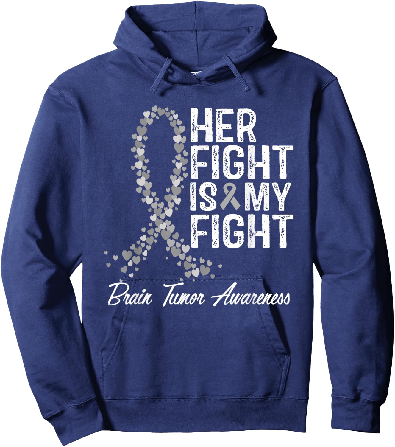 Brain Tumor Awareness Her Fight Is My Support Hoodie - Hoodie | Navy
