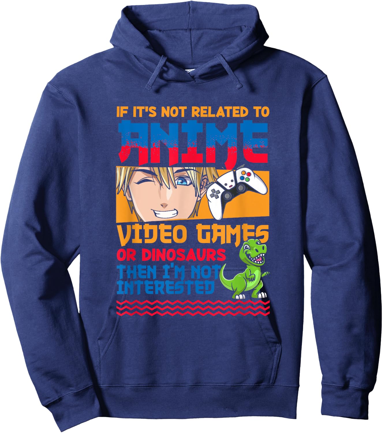 Anime Video Games Dinosaurs Japanese Japan Anime Gamer Otaku Hoodie - Hoodie | Navy