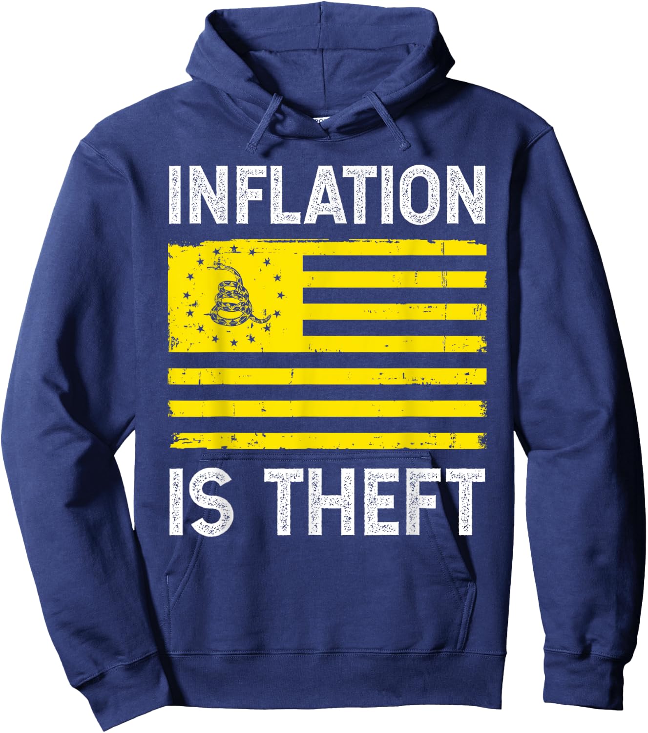 Inflation Is Theft Gadsden Flag Hoodie - Hoodie | Navy