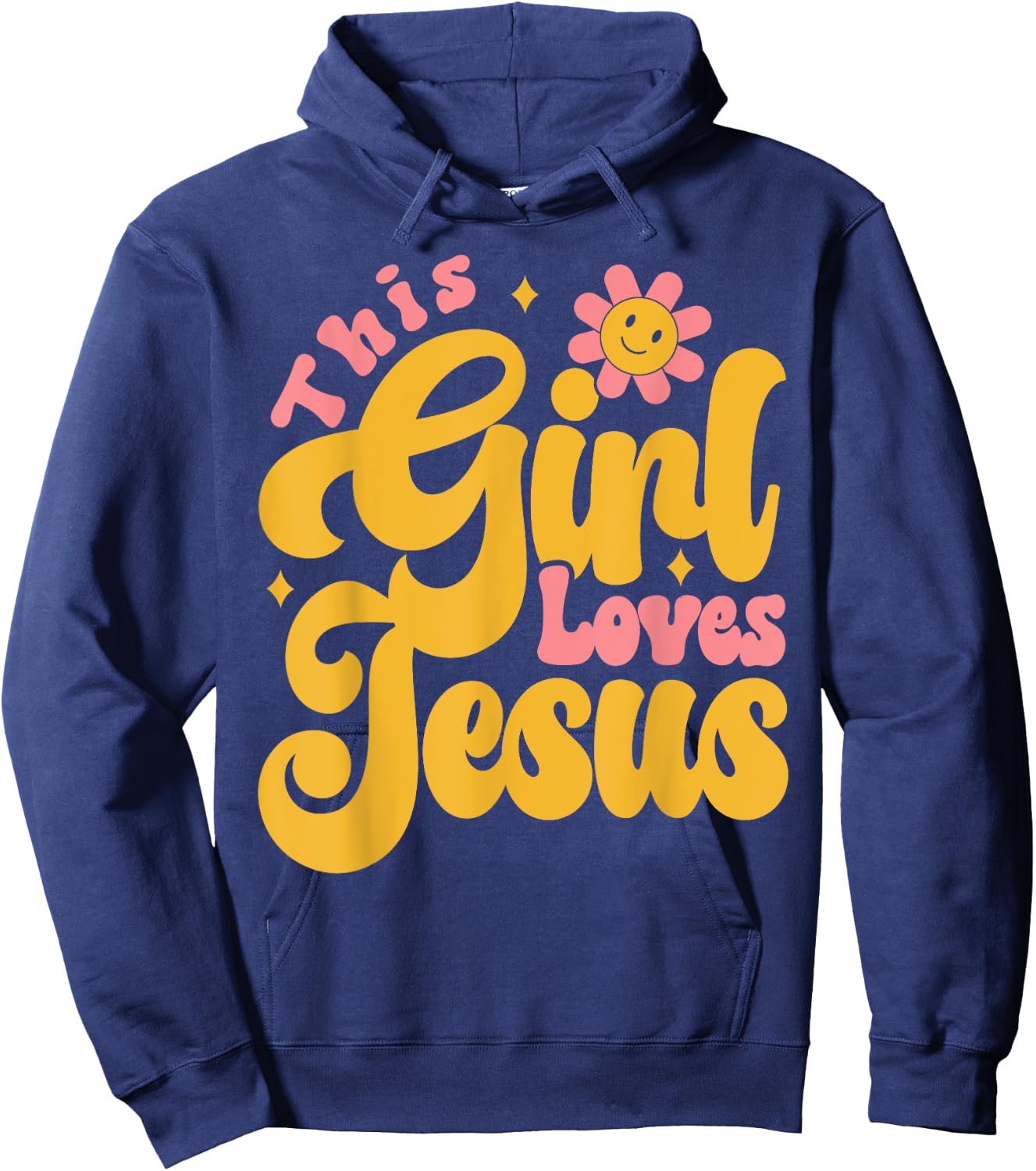 Christian Retro This Girl Loves Jesus God 70s Hoodie - Hoodie | Navy