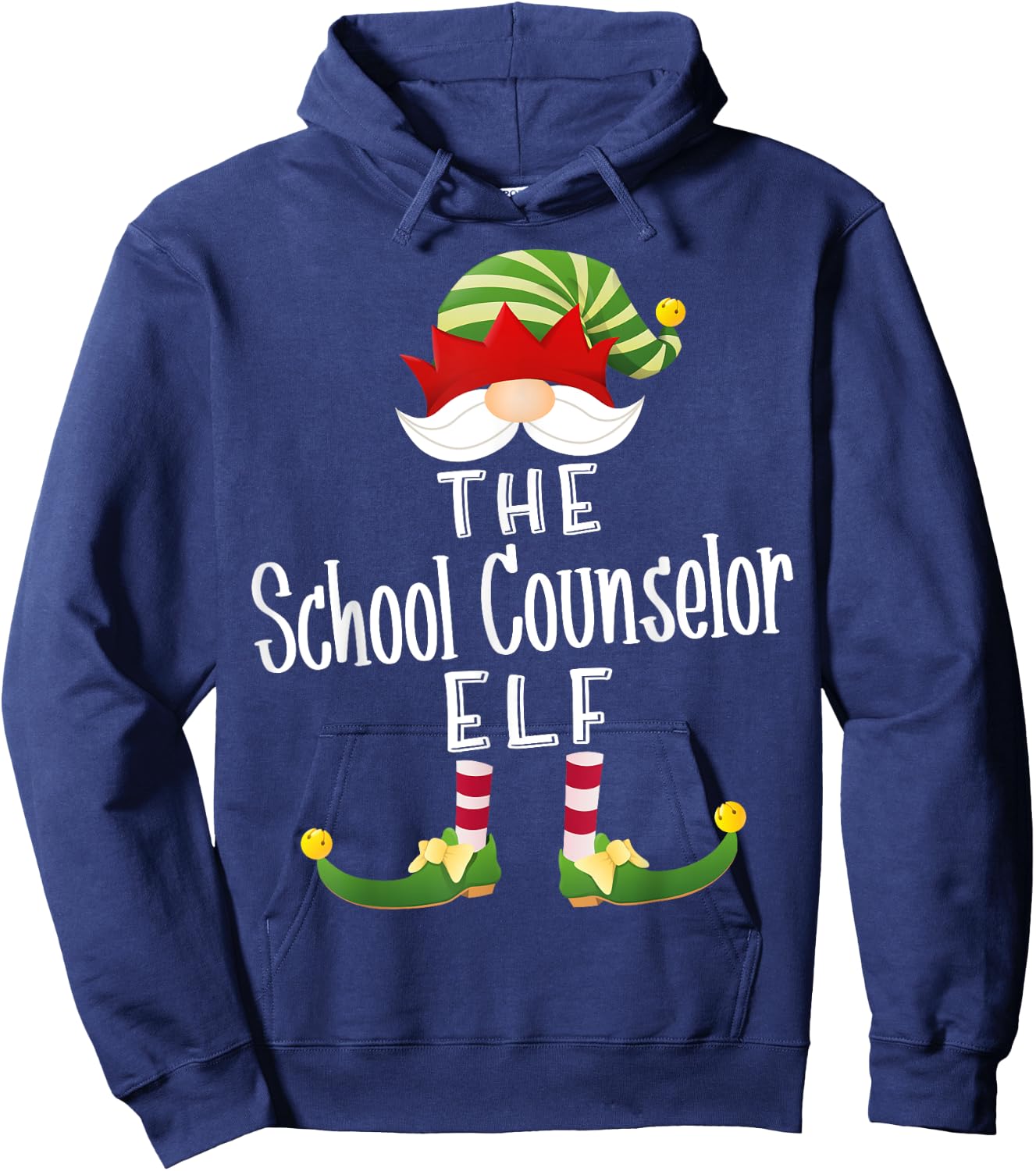 School Counselor Elf Group Christmas Funny Pajama Party Hoodie - Hoodie | Navy