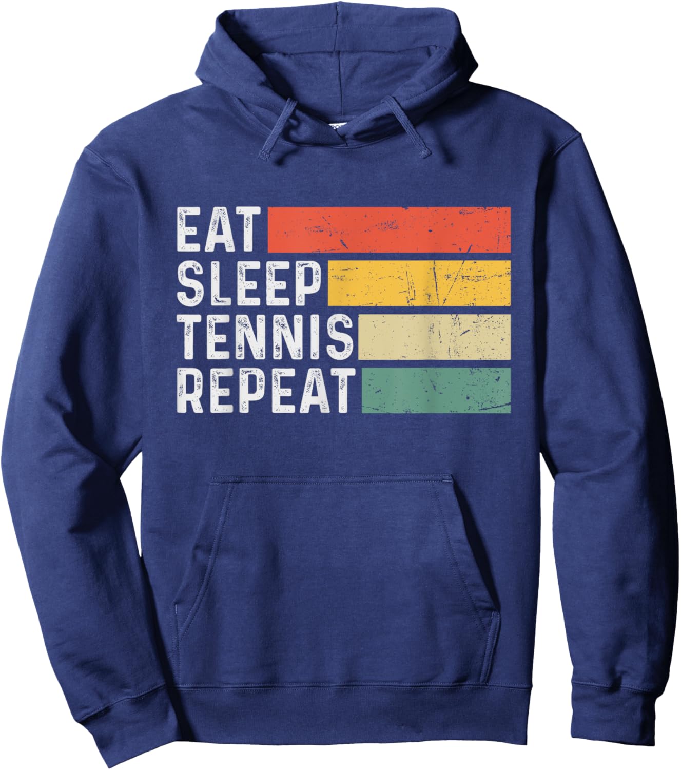 Tennis Lover Funny Retro Vintage - Eat Sleep Tennis Repeat Hoodie - Hoodie | Navy