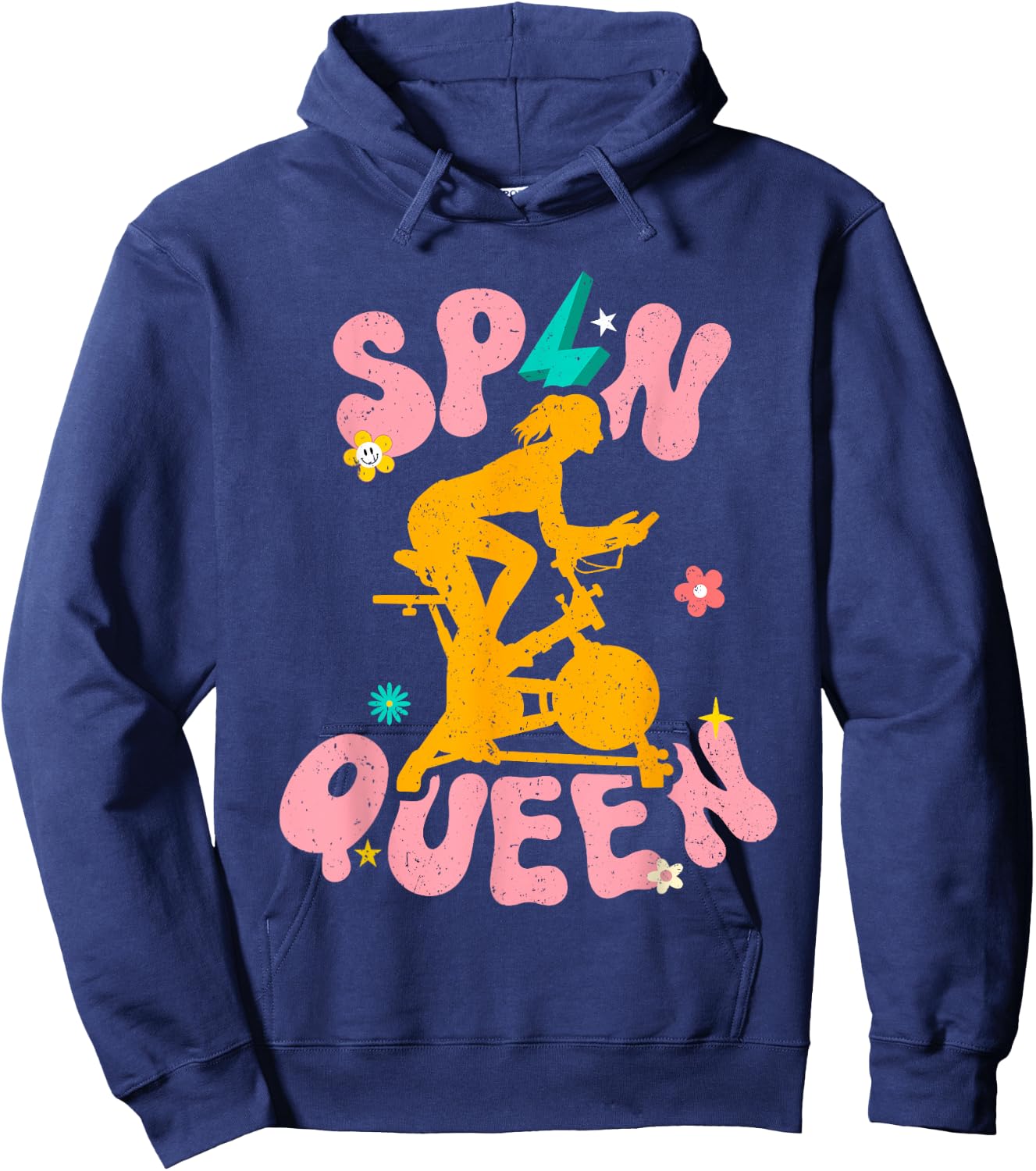 Spin Class Queen Indoor Cycling Workout Stationary Spin Bike Hoodie - Hoodie | Navy