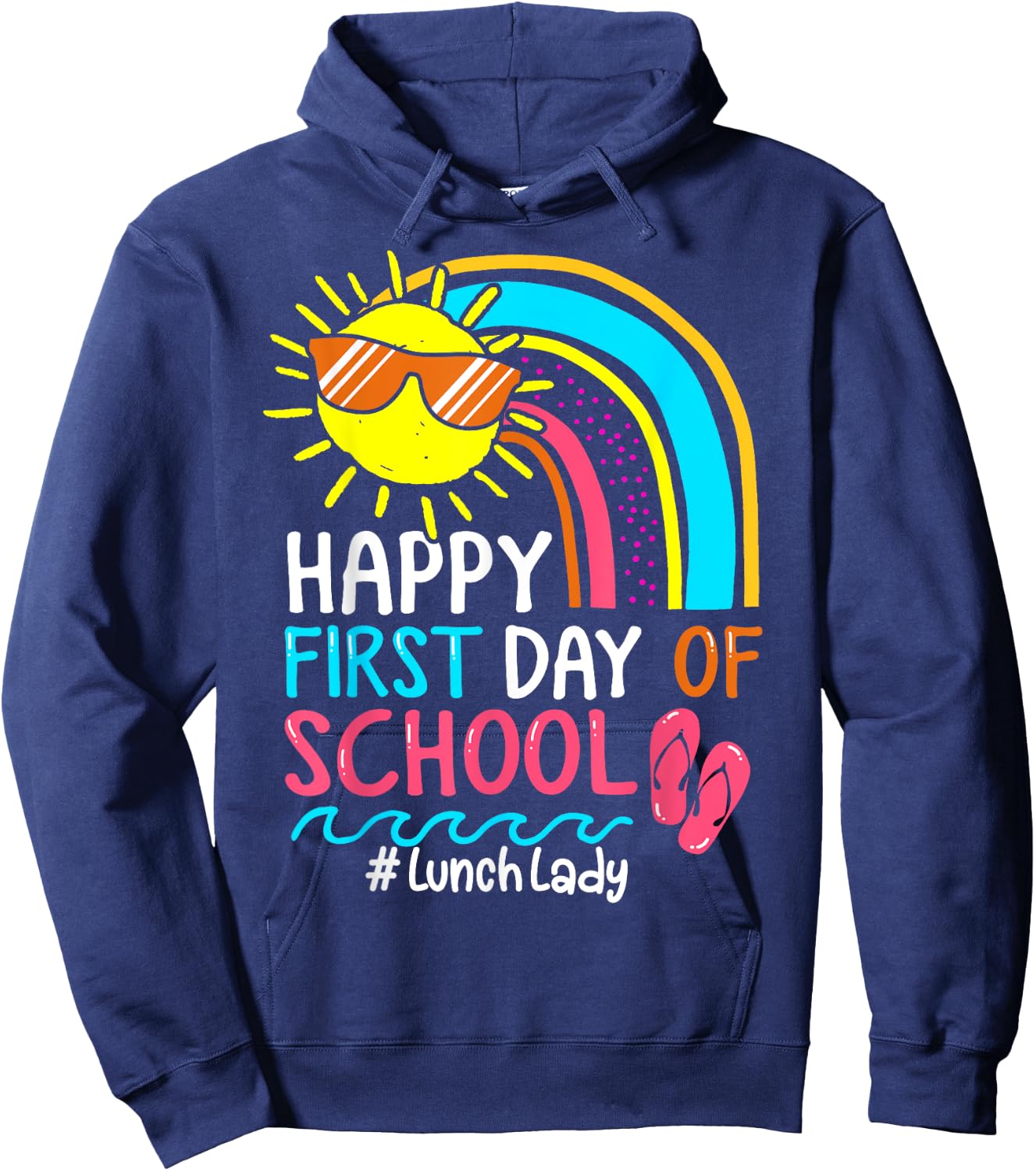 Welcome Back To School Lunch Lady Rainbow Fist day of school Hoodie - Hoodie | Navy
