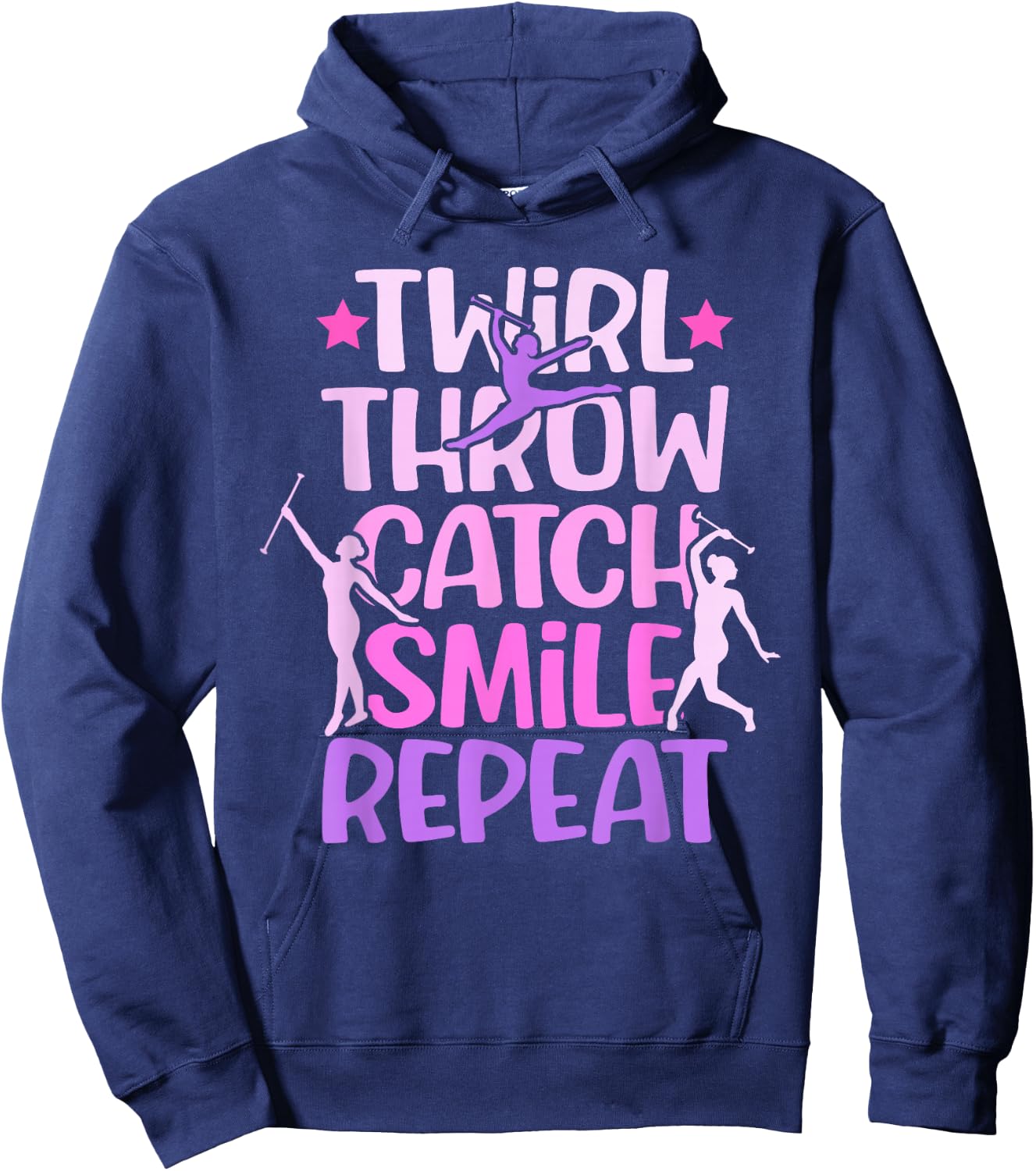 Twirler Majorettes Twirl Throw Catch Smile Baton Twirling Hoodie - Hoodie | Navy