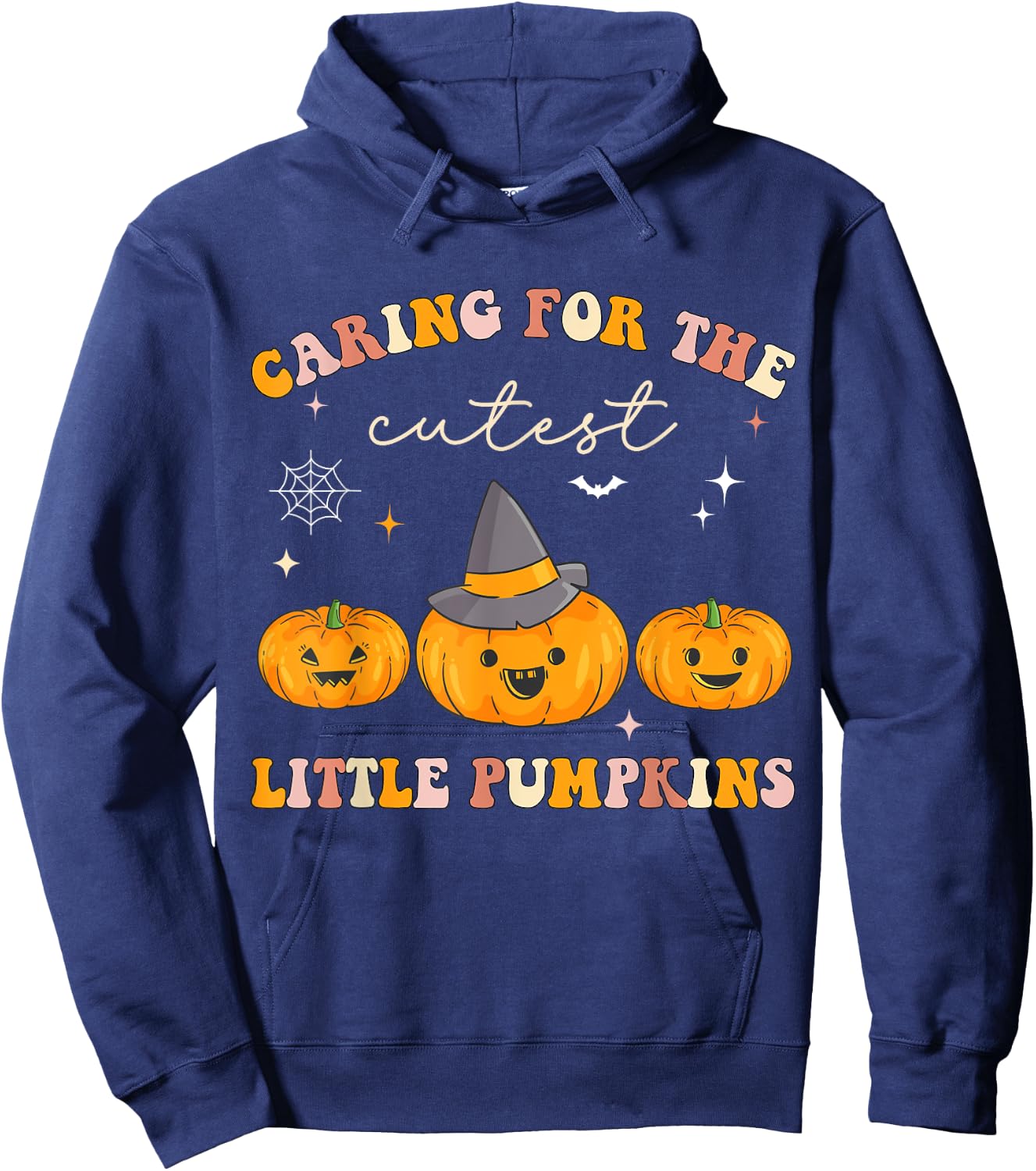 Caring For Cutest Little Pumpkins Pediatric Nurse Halloween Hoodie - Hoodie | Navy