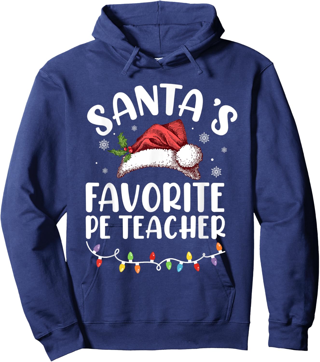 Santa's Favorite Pe Teacher Christmas, Teacher Christmas Women Kids Hoodie - Hoodie | Navy