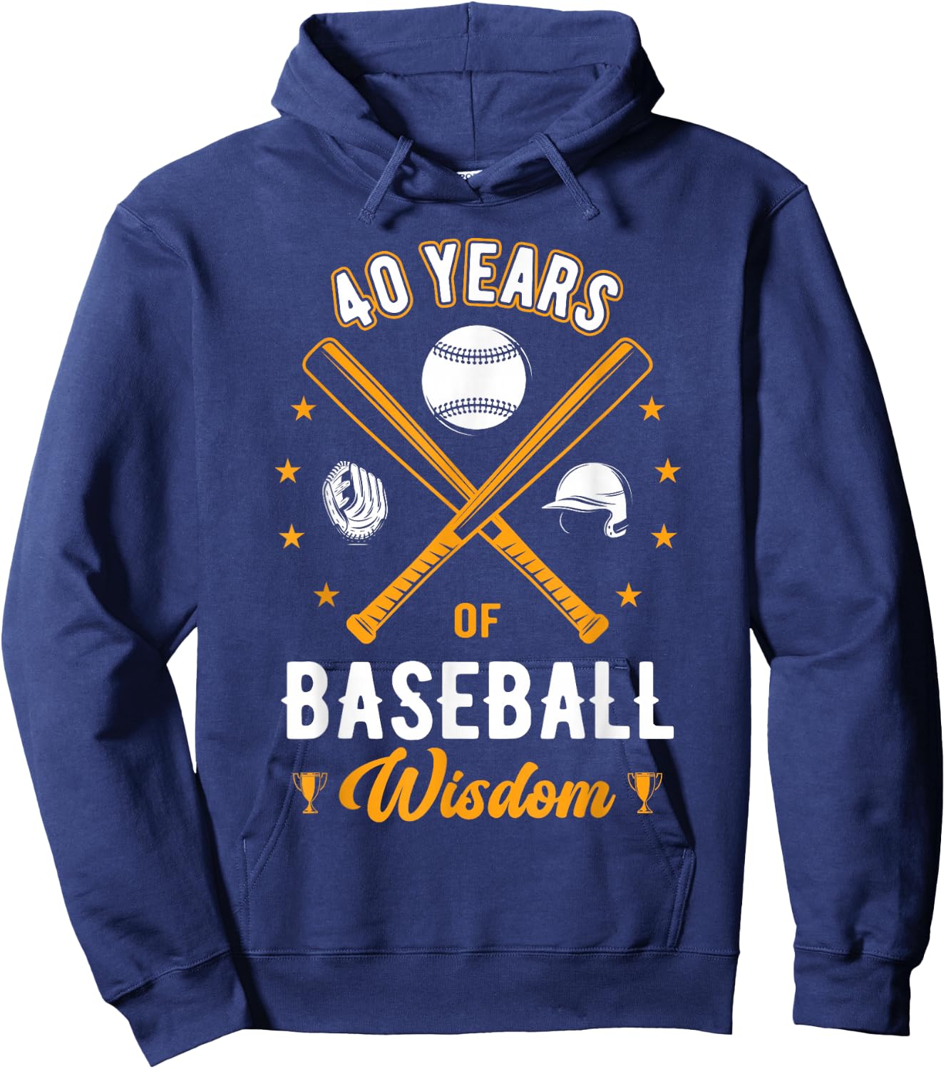 40 Years Baseball Wisdom Sport 40th Birthday Baseball Coach Hoodie - Hoodie | Navy