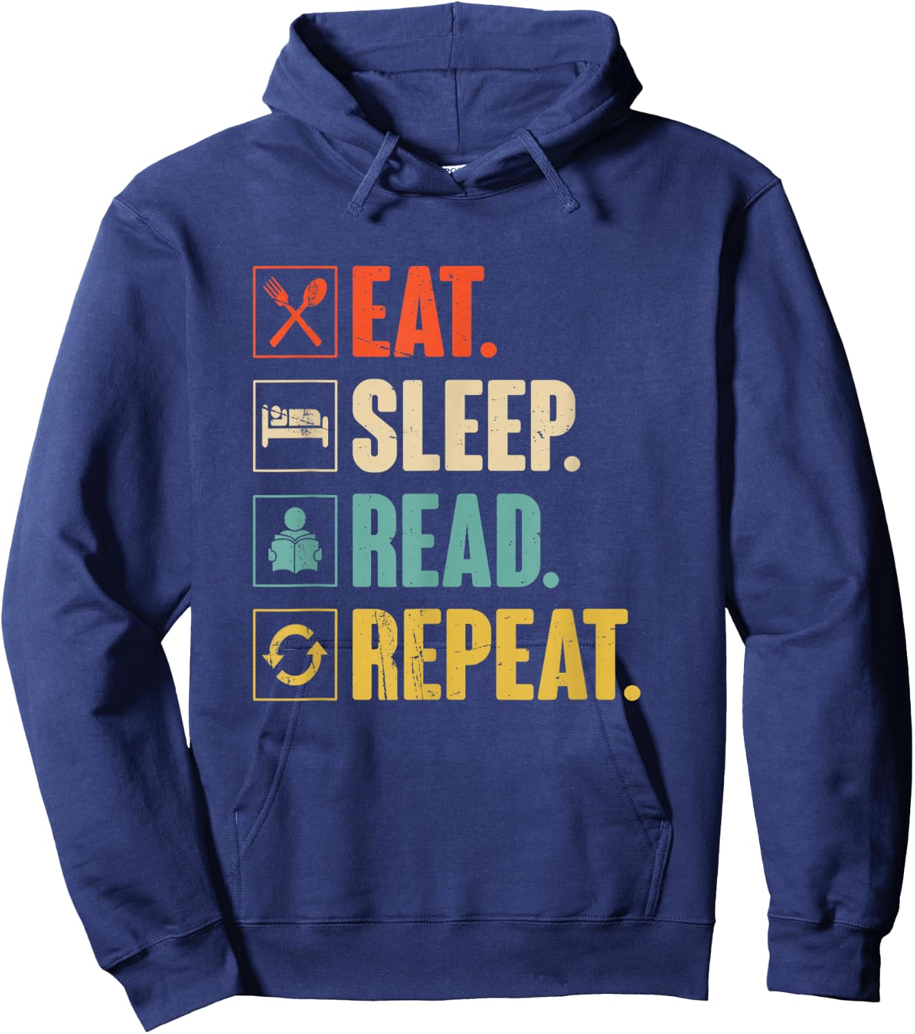 Eat Sleep Read Repeat Funny Reading Books Bookworm Gift Hoodie - Hoodie | Navy