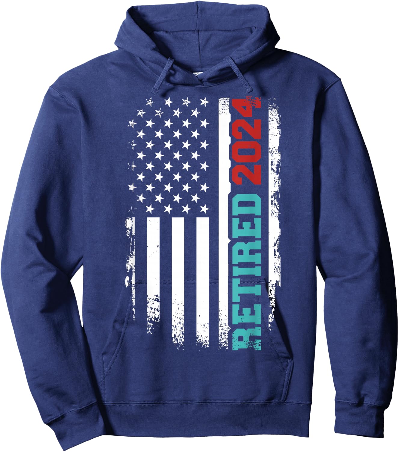Retired 2024 us american flag for retirement and pensioner Hoodie - Hoodie | Navy