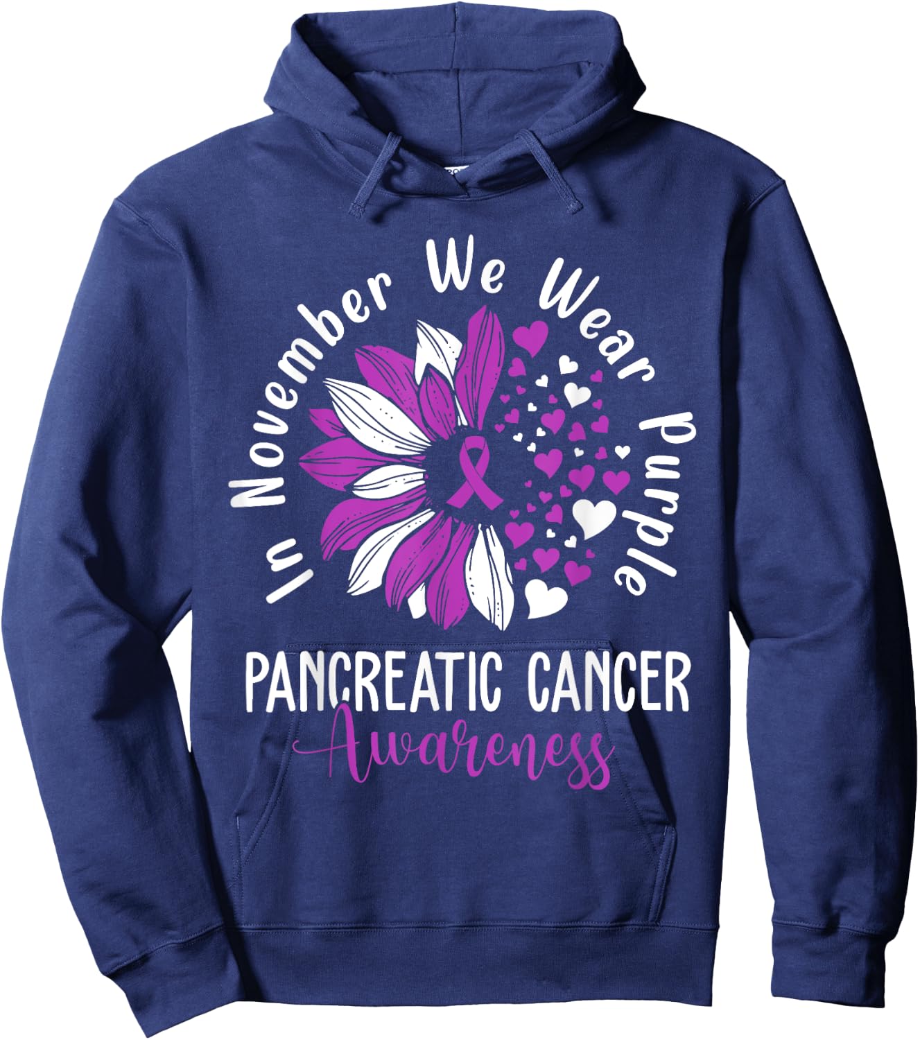 In November We Wear Purple Pancreatic Cancer Awareness Hoodie - Hoodie | Navy