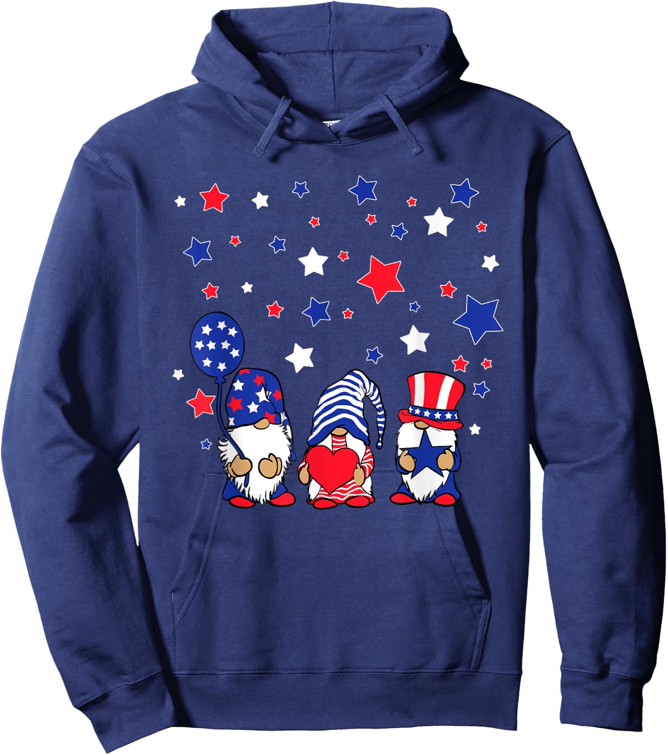 Three Gnomes 4th Of July Red White and Blue Women Men Hoodie - Hoodie | Navy