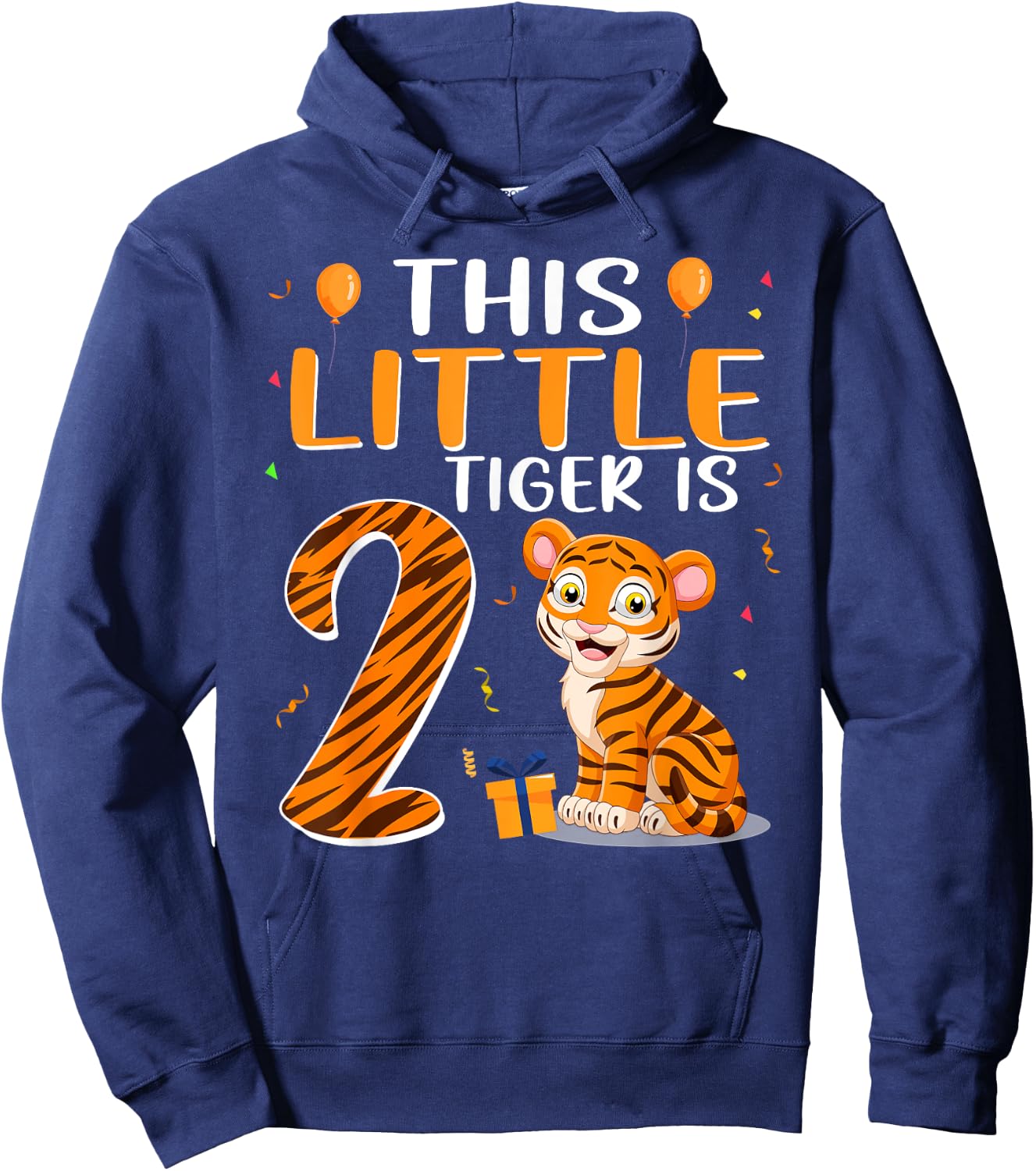 This Little Tiger Is 2 Birthday Party 2 Year Old Hoodie - Hoodie | Navy