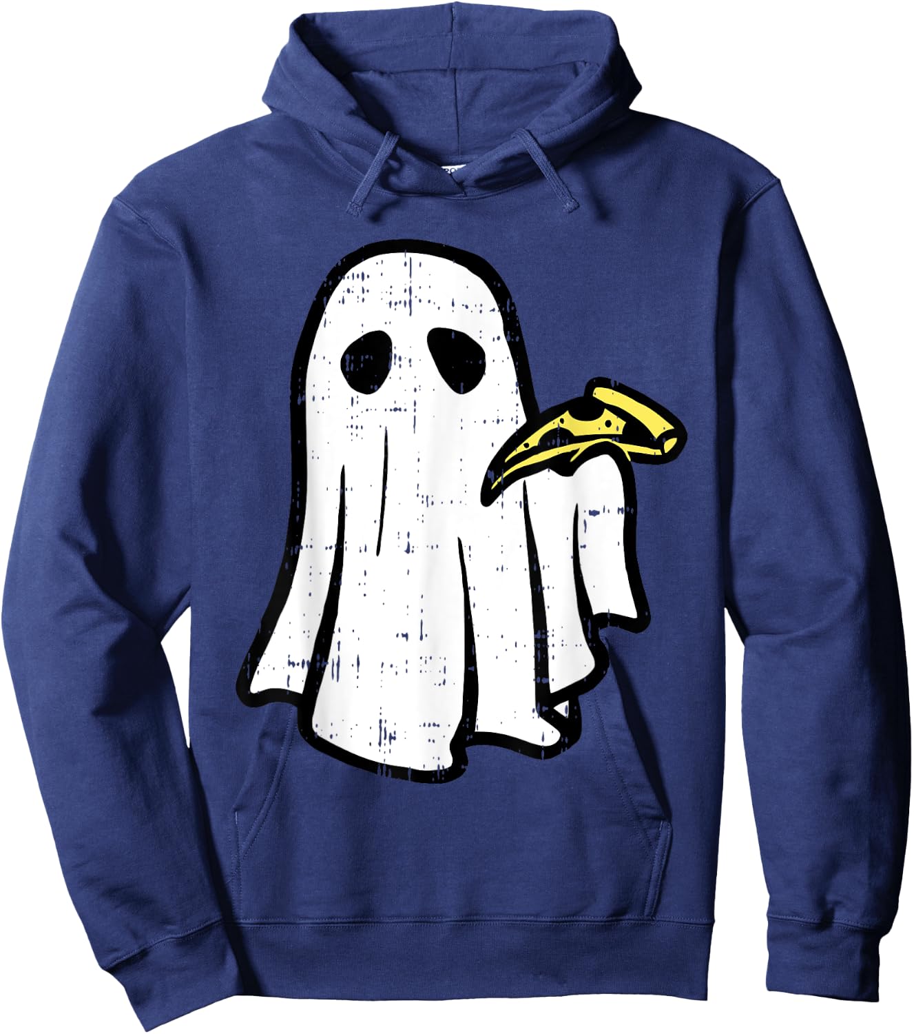 Ghost Eating Pizza Halloween Costume Ghoul Men Women Kids Hoodie - Hoodie | Navy