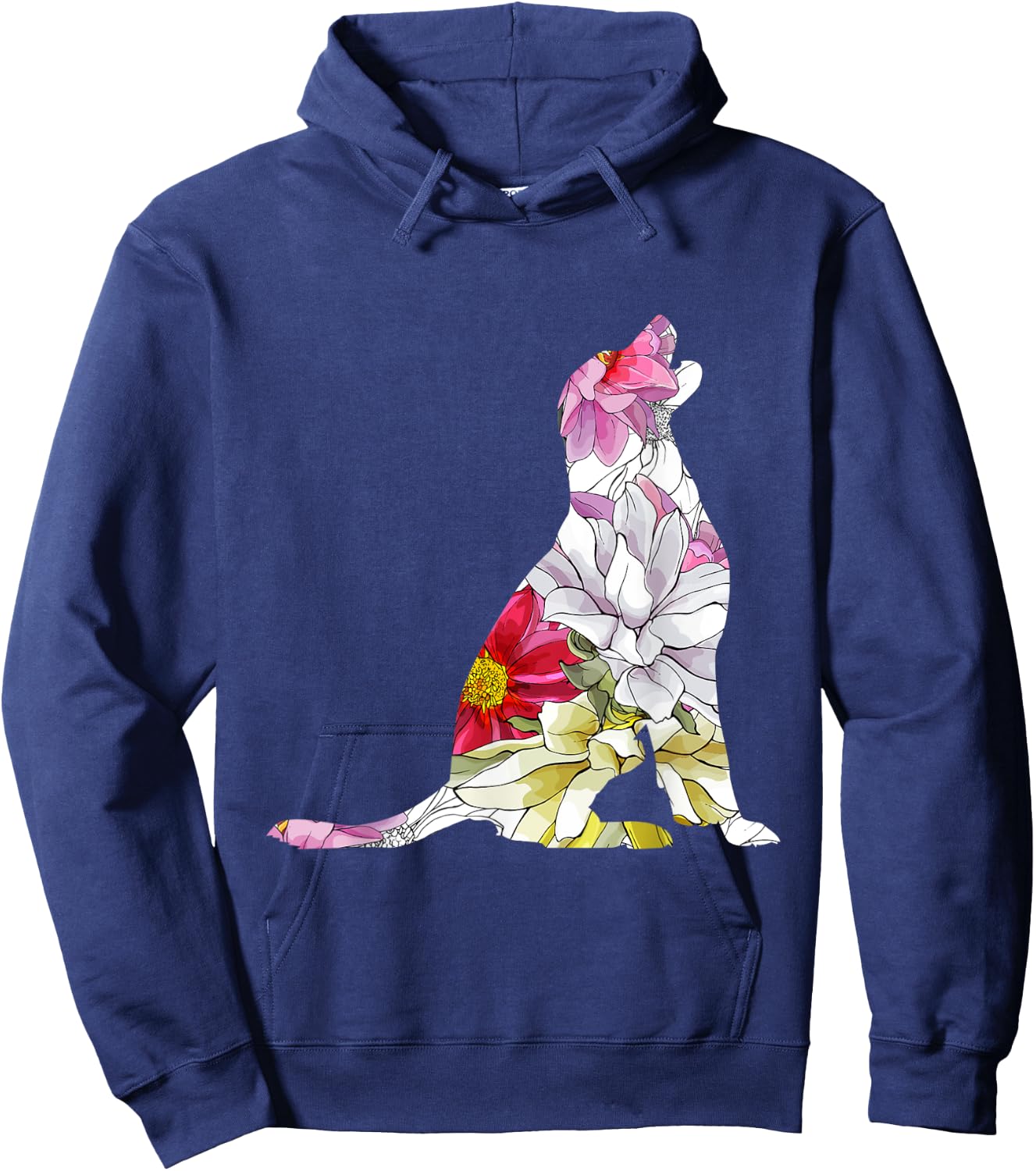 Floral Labrador - Botanical Flowers Dog Owner Pet Breeder Hoodie - Hoodie | Navy