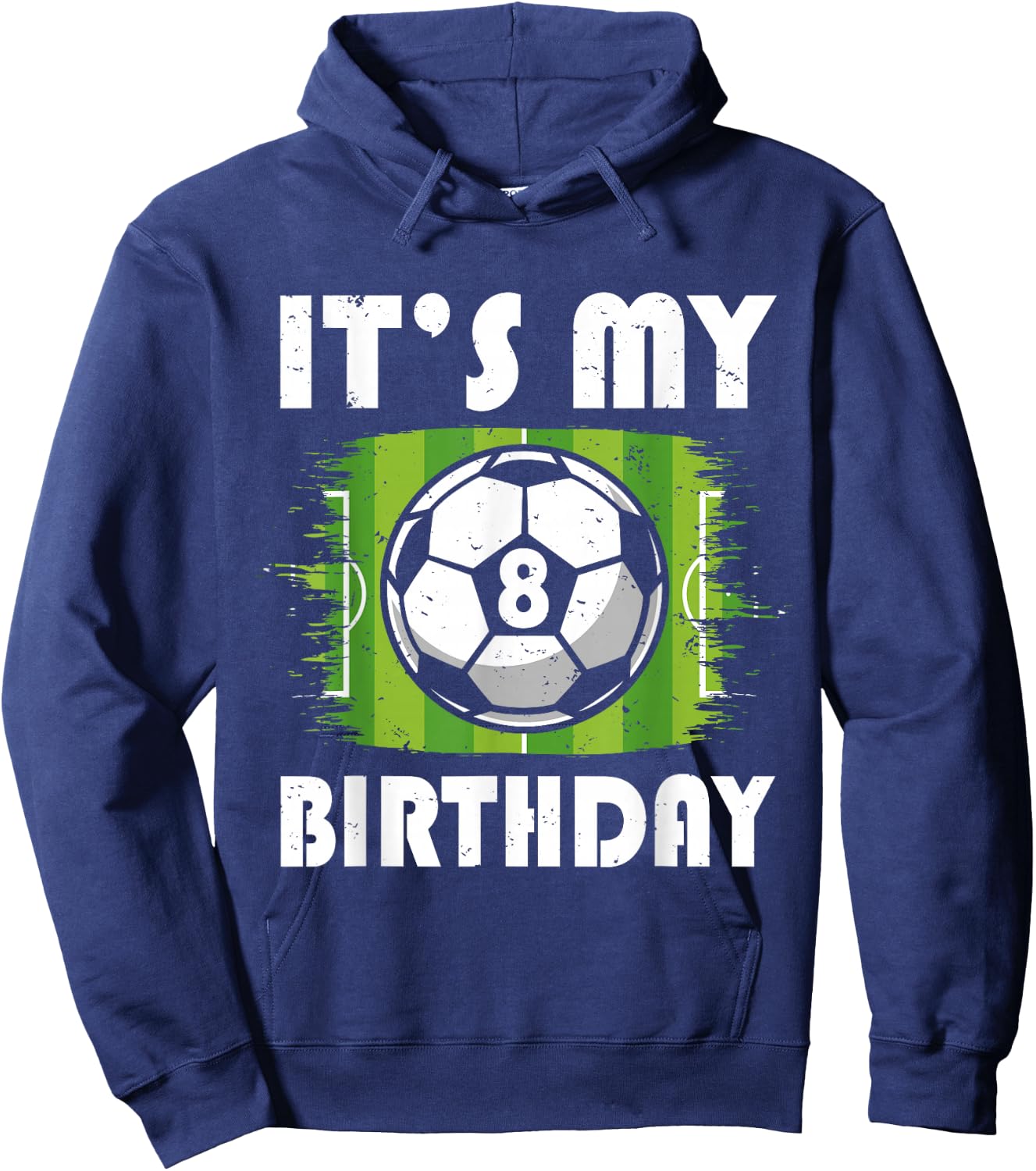 8 Years Old Kids Soccer Player 8th Birthday Boy Hoodie - Hoodie | Navy