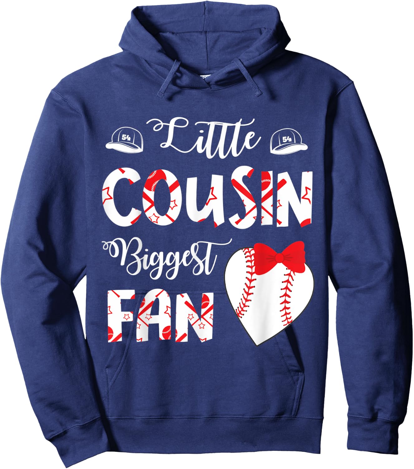Big Baseball Heart Little Cousin Biggest Fan Player Lover Hoodie - Hoodie | Navy