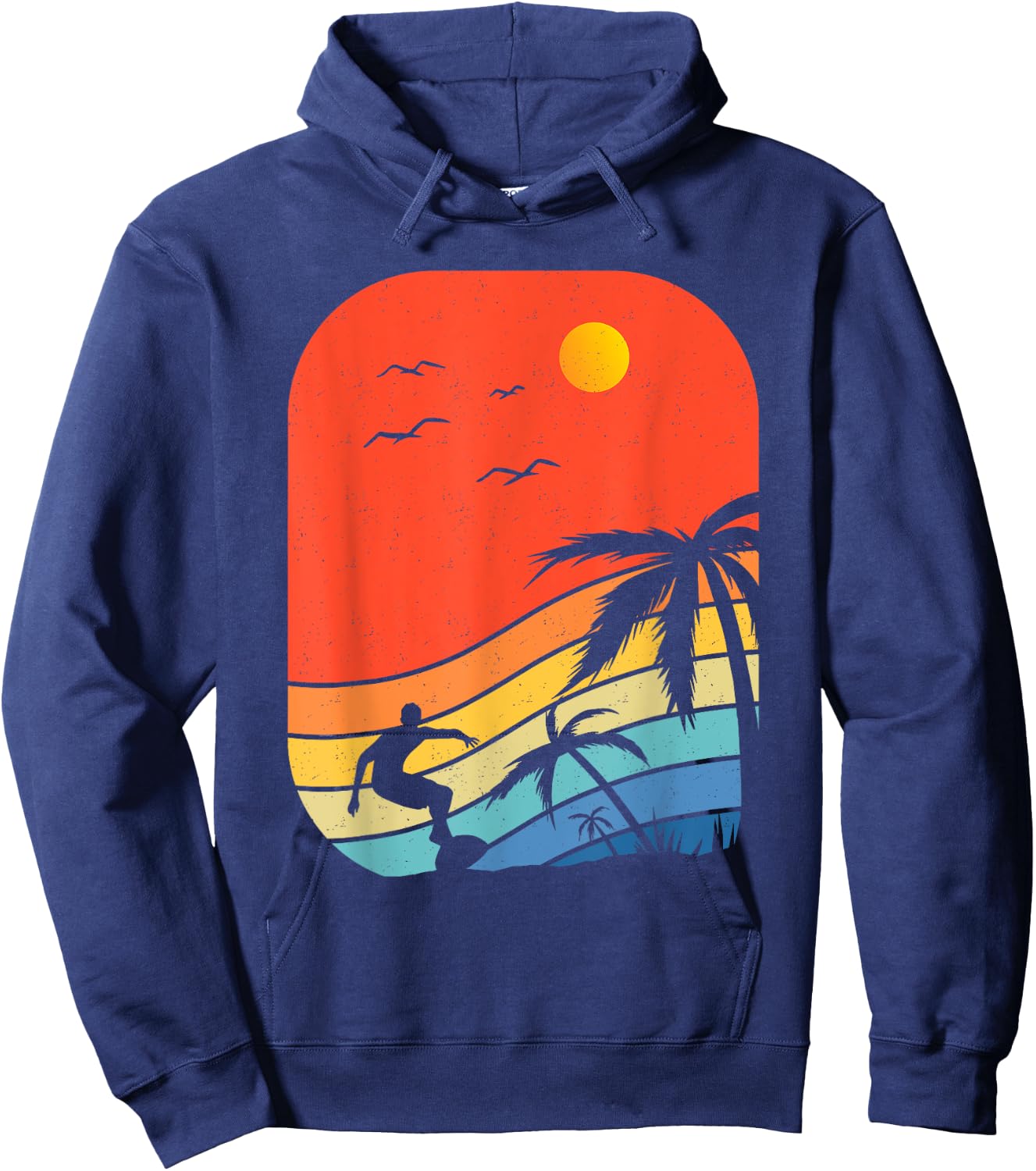 Vintage Surfer Retro Surfing Beach Surf Hawaiian Women Girls Kids Hoodie - Hoodie | Navy