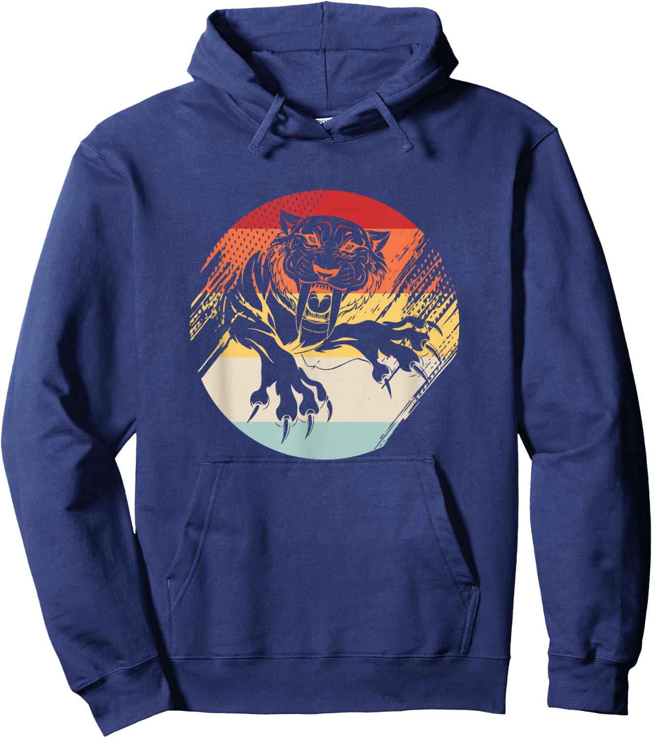 Vintage Sabertooth Tiger Hoodie - Hoodie | Navy