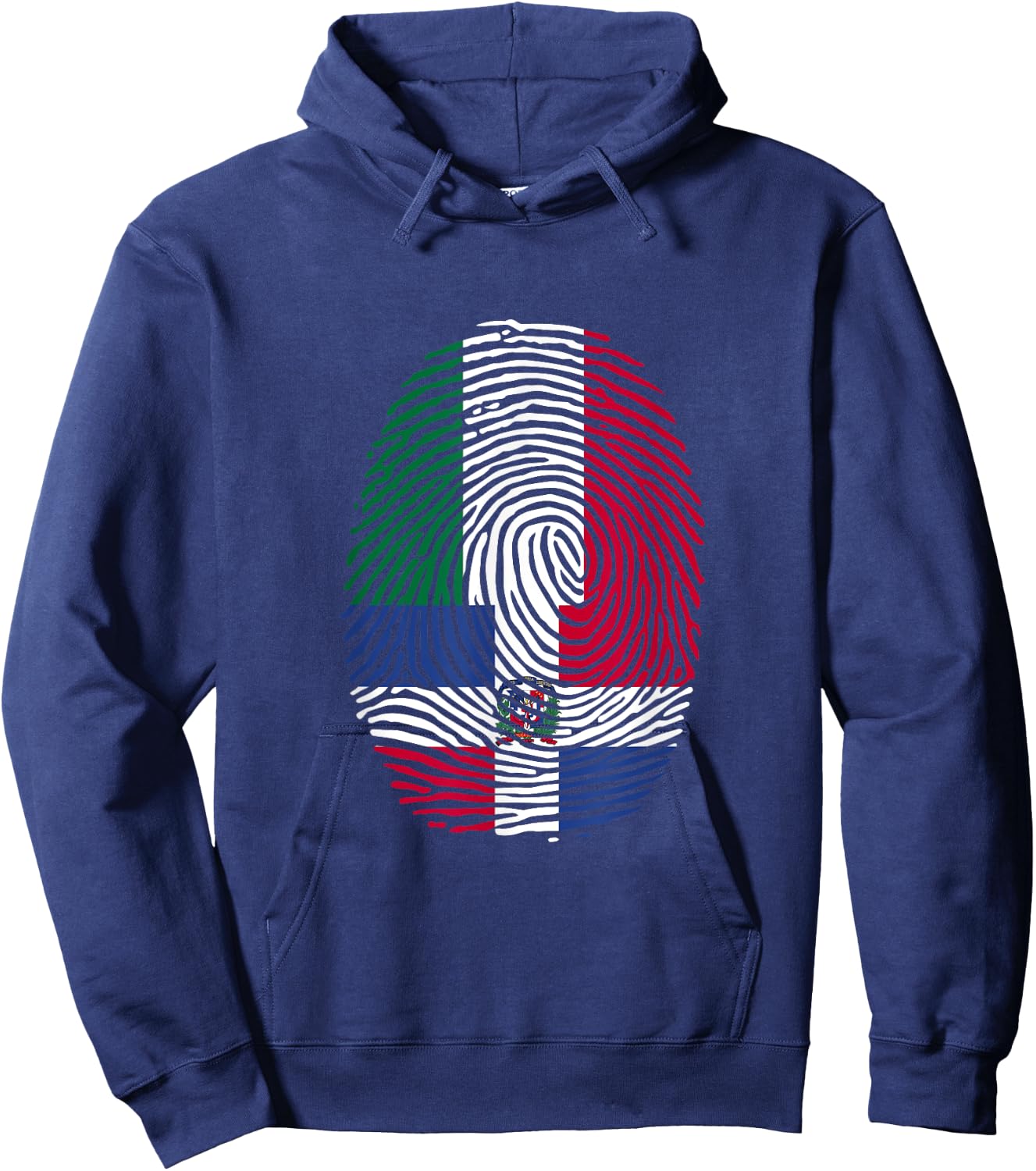 Dominican & Italy Fingerprint Half Italian Dominicana Roots Hoodie - Hoodie | Navy
