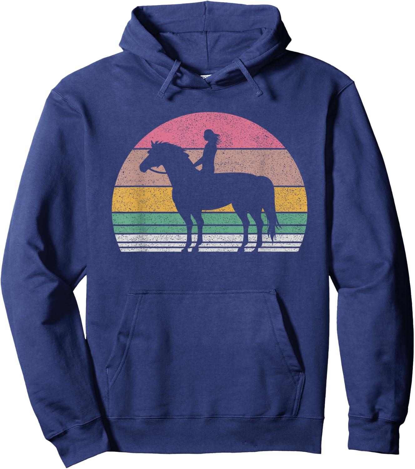 Vintage Retro Girl Horse Riding Cowgirl Texas Ranch Gift Hoodie - Hoodie | Navy