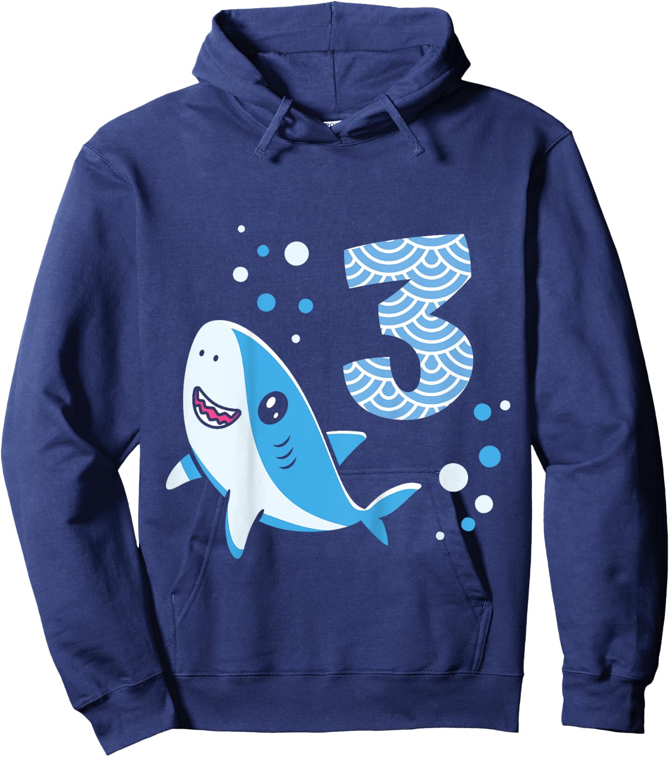 Kids 3rd Birthday Boys Shark 3 years Old Ocean Shark B-day Hoodie - Hoodie | Navy