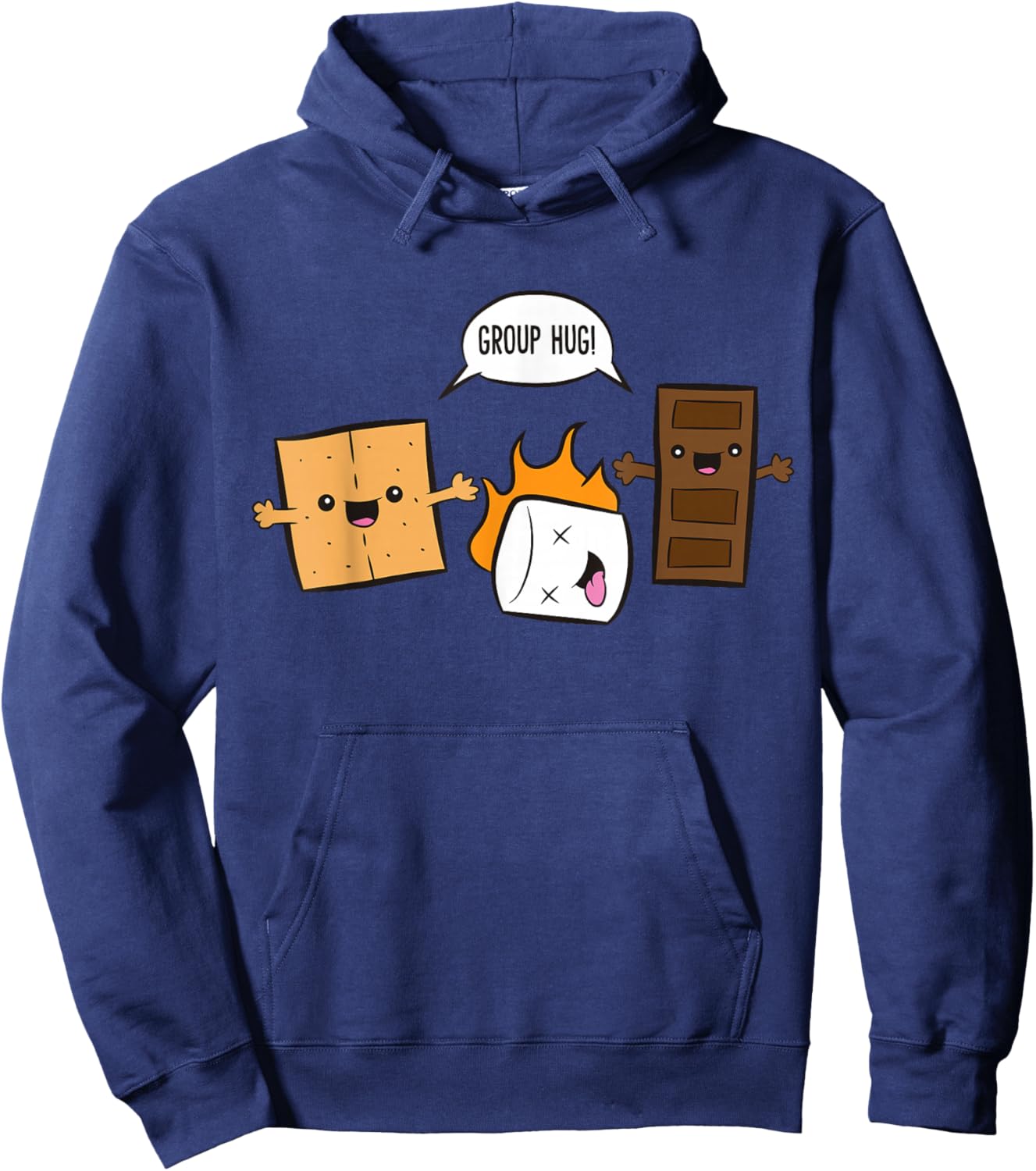 Group Hug Camping Campfire Chocolate Marshmallow S'Mores Hoodie - Hoodie | Navy