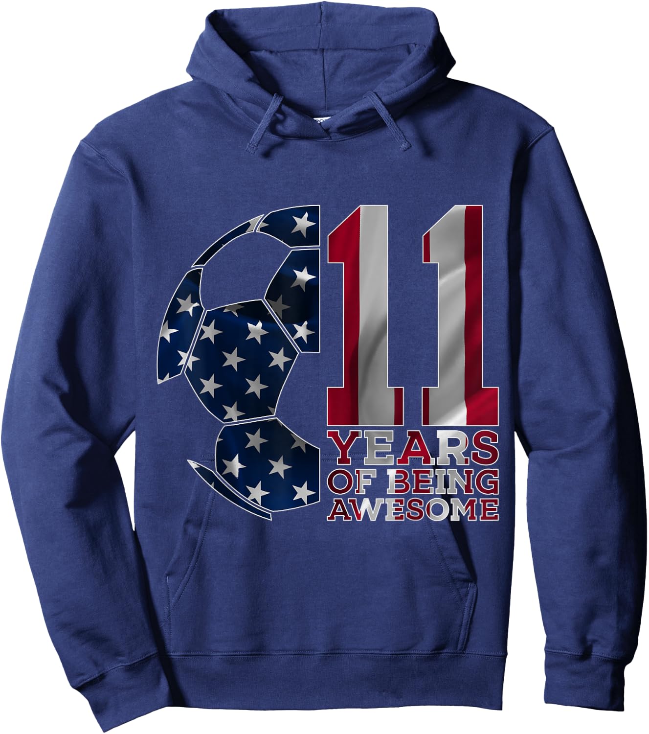 11 Years of Being Awesome Soccer 11th Birthday Hoodie - Hoodie | Navy