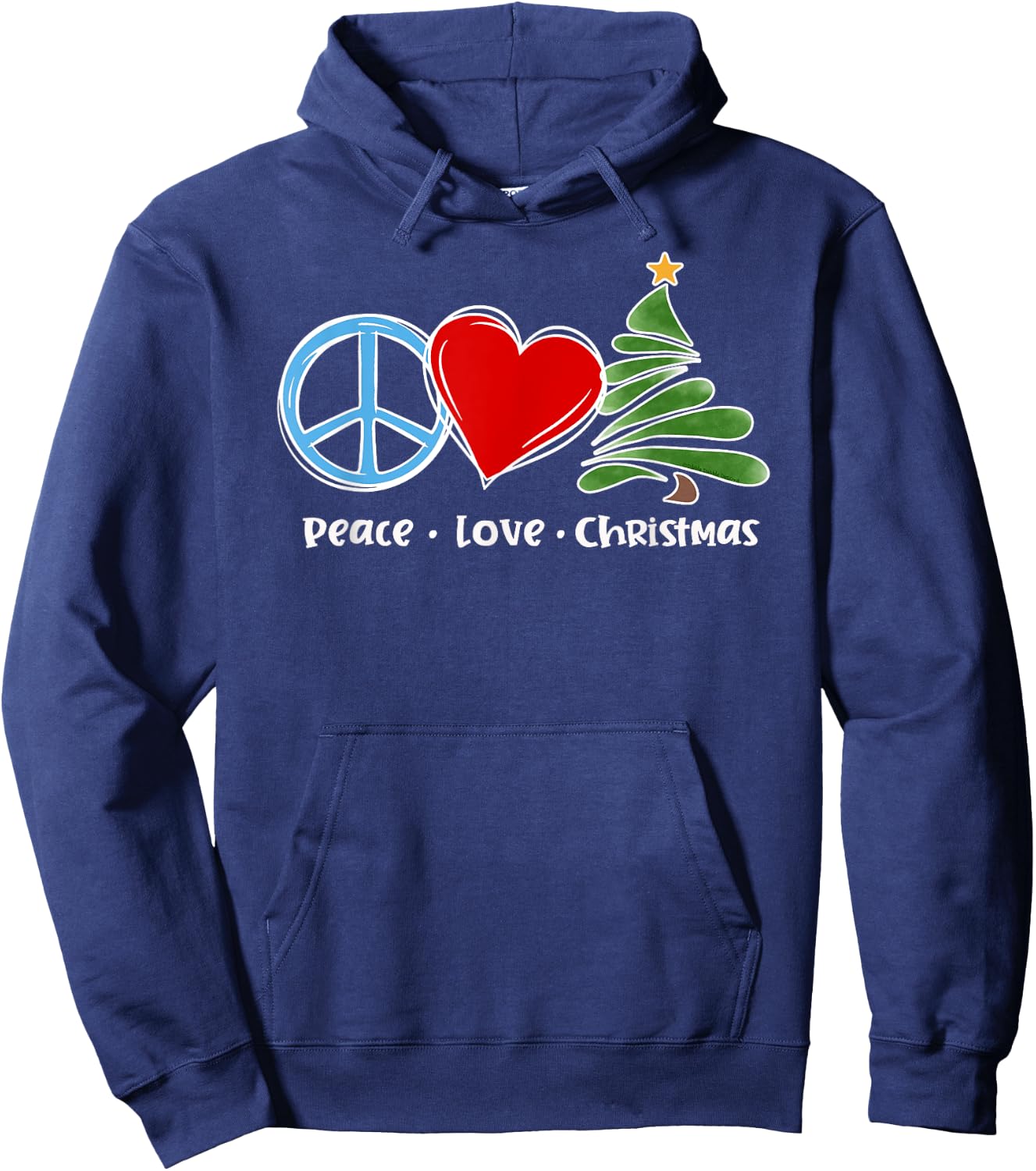 Cute Retro Peace Love Christmas Boho Christmas Hoodie - Hoodie | Navy