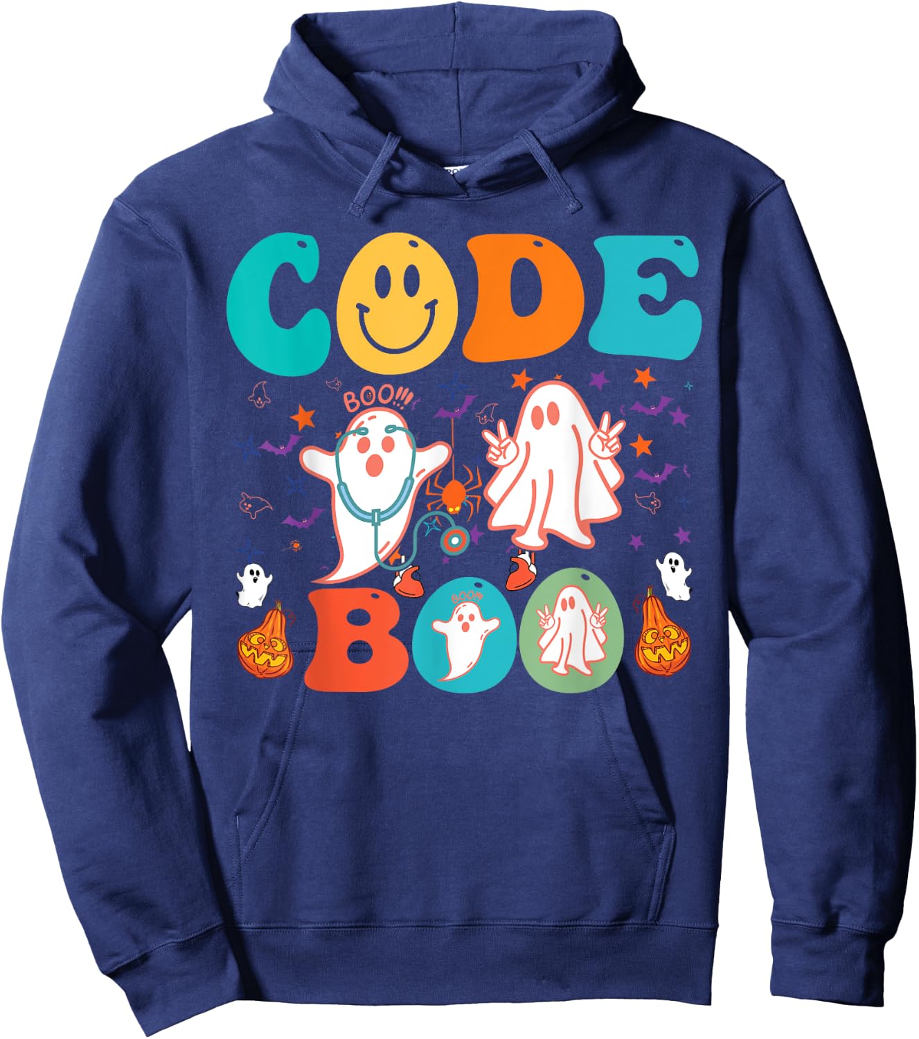 Code Boo Spooky Respiratory Respiratory Therapist Halloween Hoodie - Hoodie | Navy