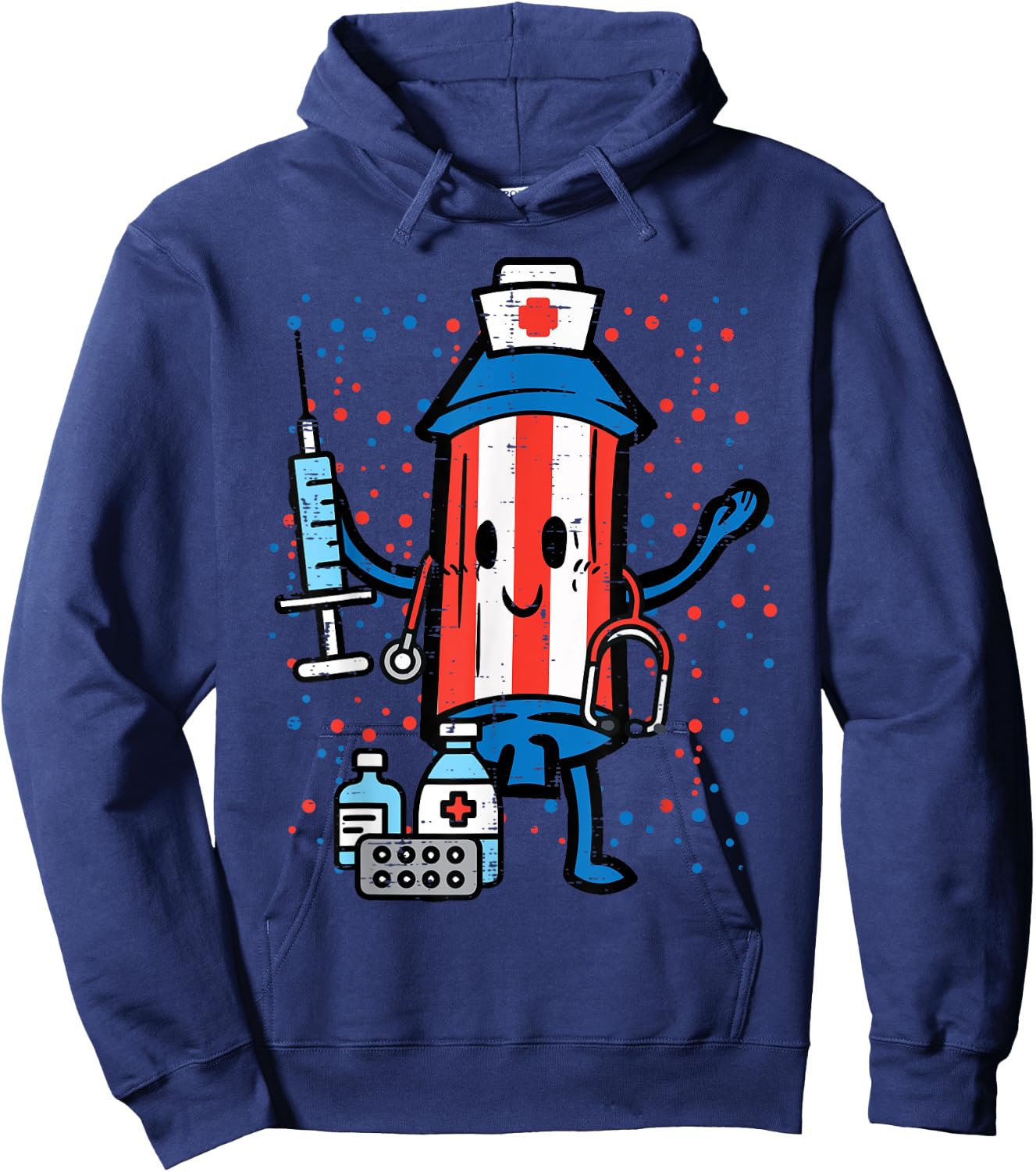 4th Of July Firecracker Nurse Funny America Scrub Top Women Hoodie - Hoodie | Navy