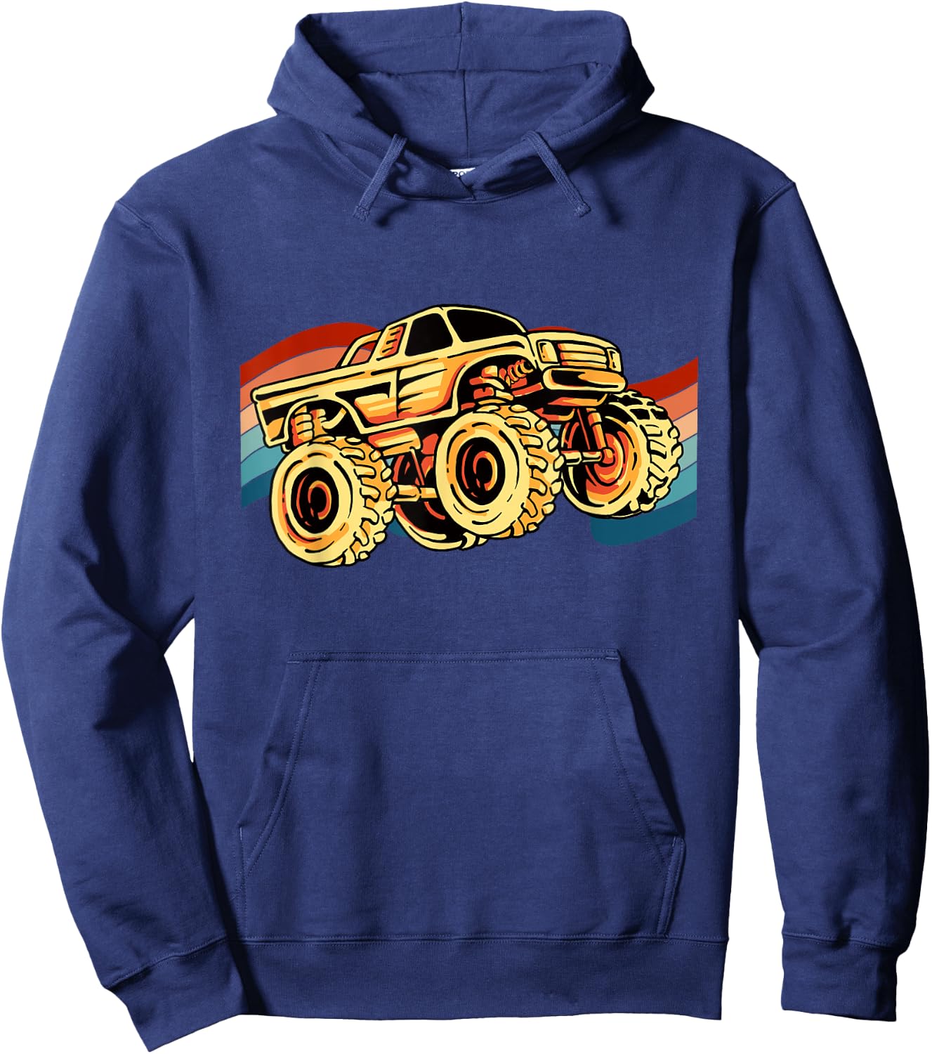 Vintage Monster Truck Big Style Truck Hoodie - Hoodie | Navy