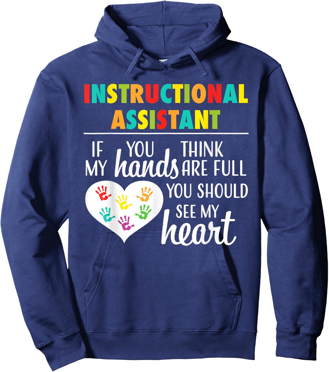 Instructional Assistant Cute Heart Appreciation Hoodie - Hoodie | Navy