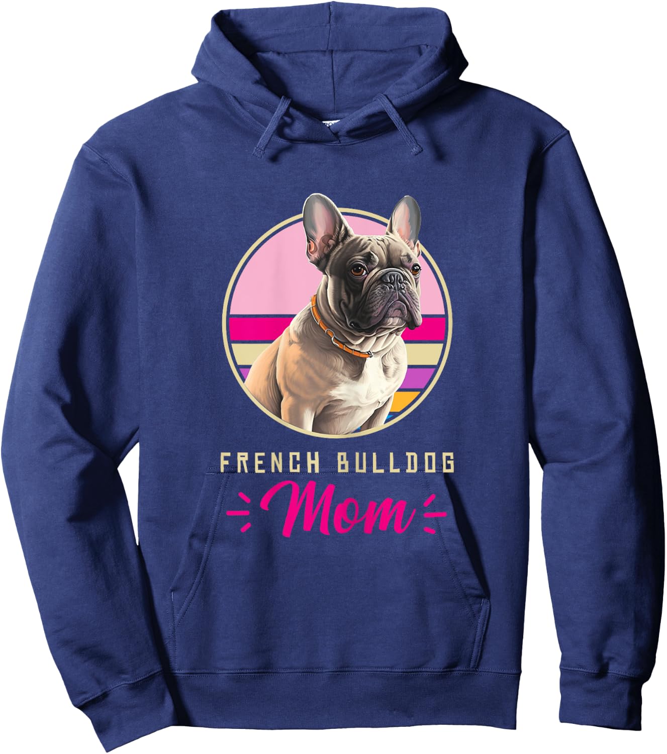 Funny French Bulldog Retro Outfits Clothes Frenchie Dog Mom Hoodie - Hoodie | Navy