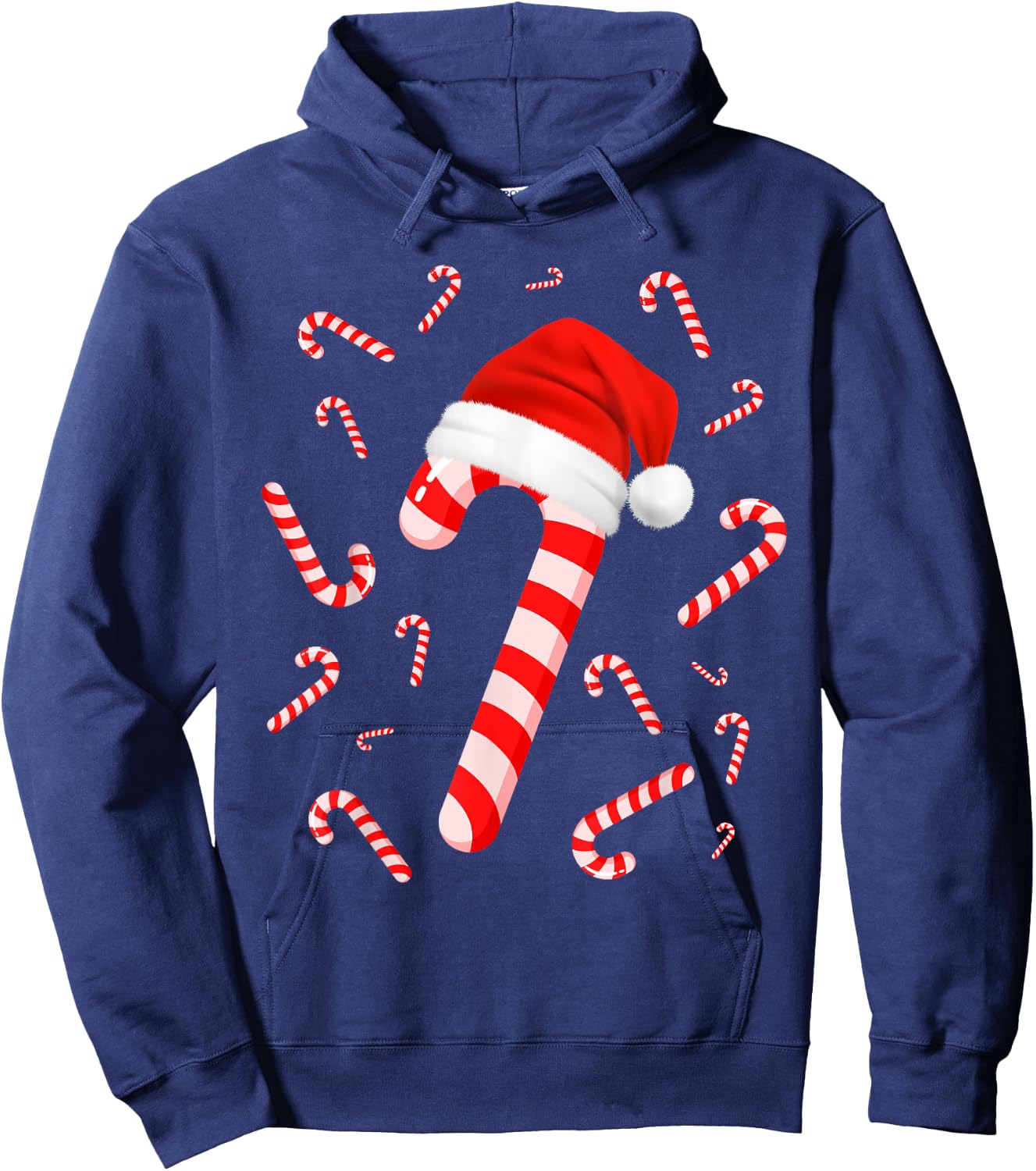 Funny Red and White Candy Crew Santa Merry Christmas Xmas Hoodie - Hoodie | Navy