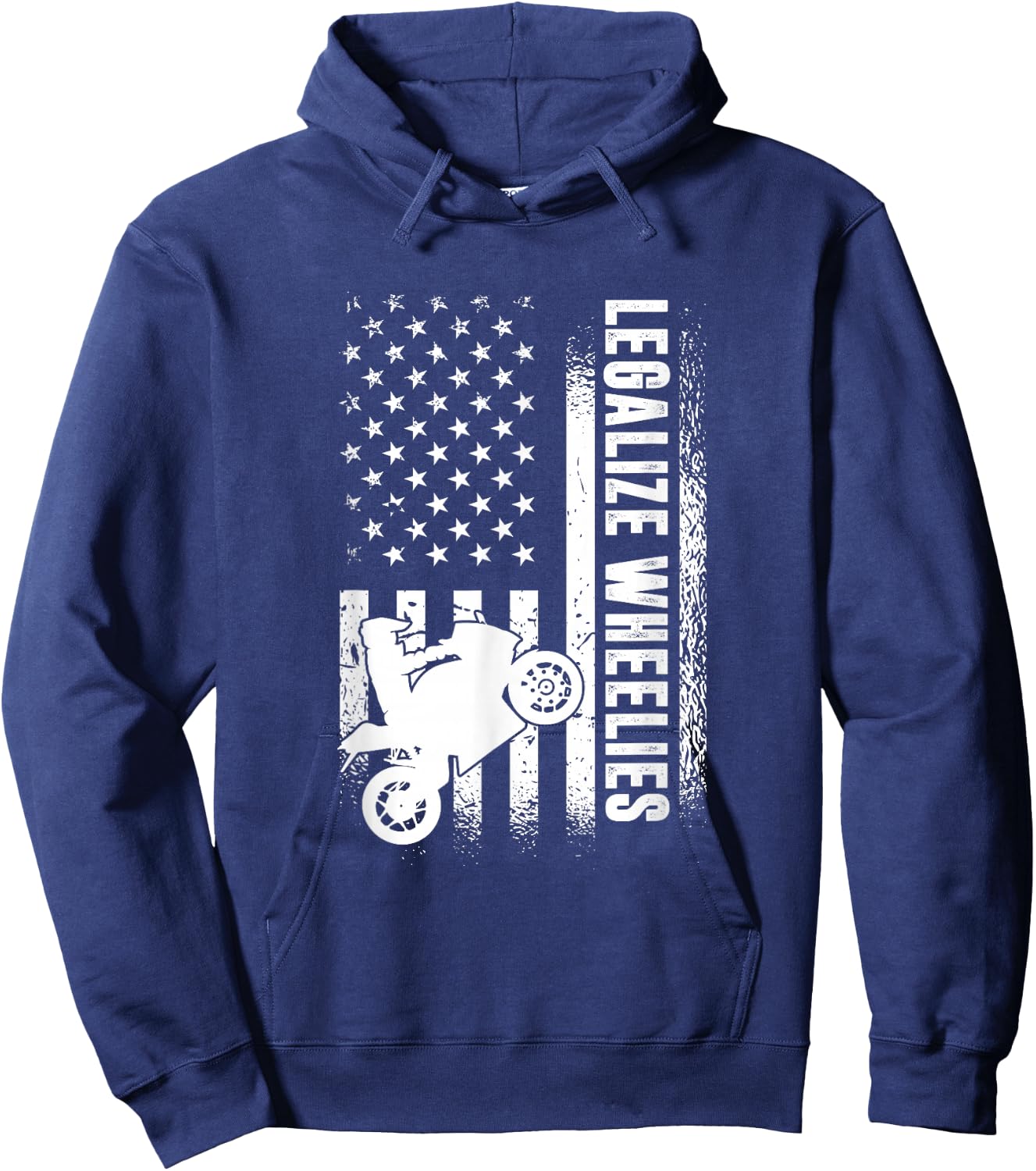 Legalize Wheelies, American Motorbike Rider Hoodie - Hoodie | Navy