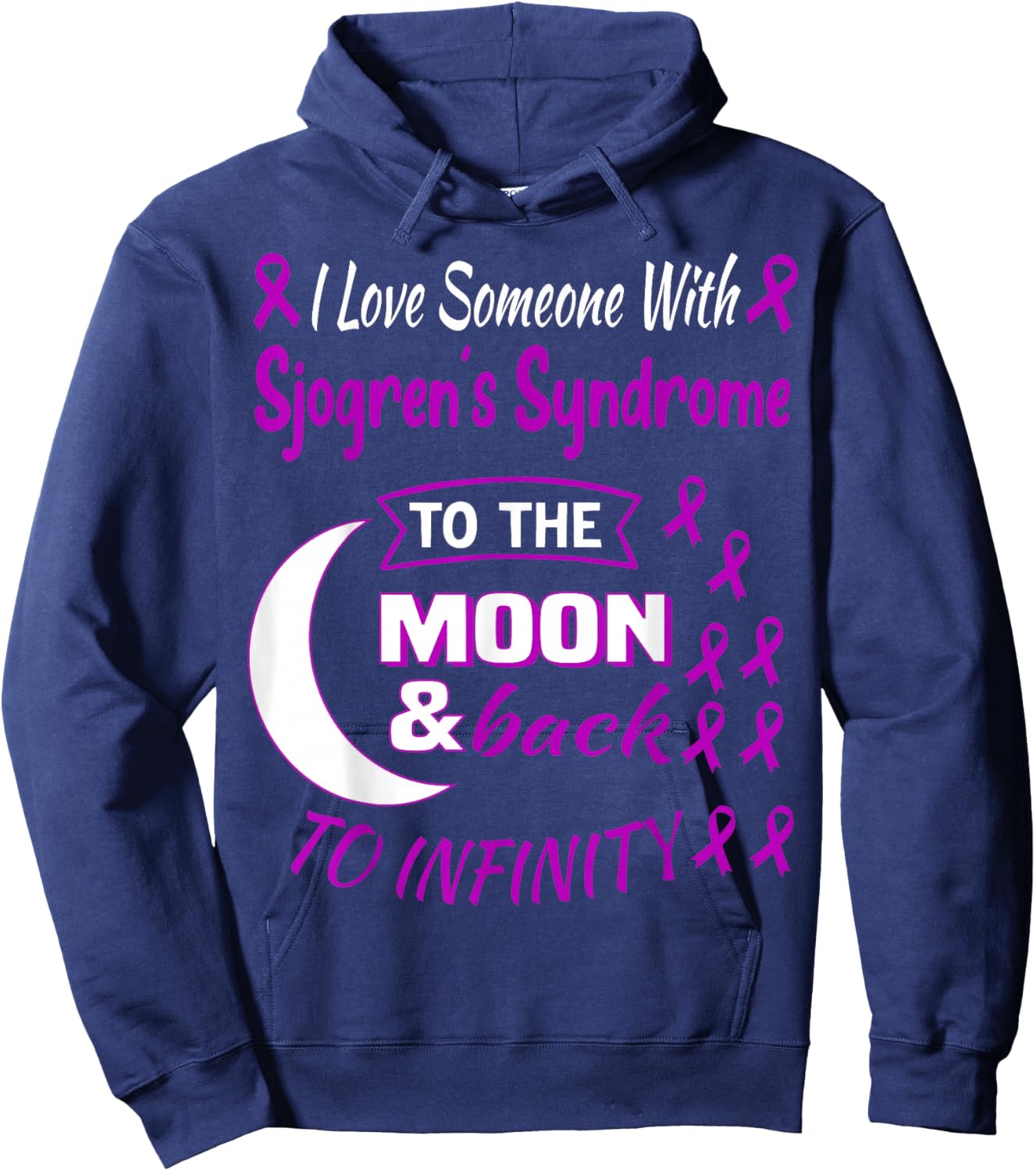 Sjogrens Syndrome Awareness Purple Ribbon Sjogren's disease Hoodie - Hoodie | Navy