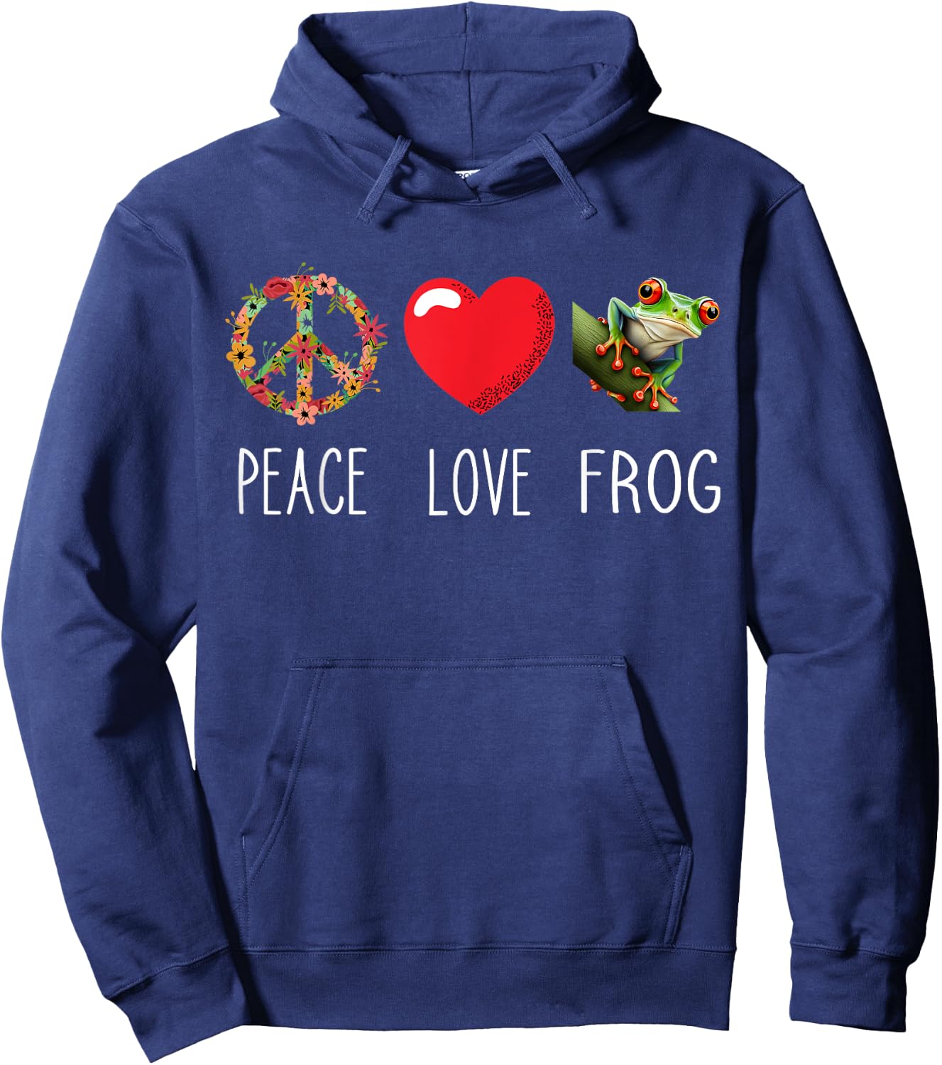 Red Eyed Tree Frog Love Frogs Peace Rainforest Amphibian Hoodie - Hoodie | Navy