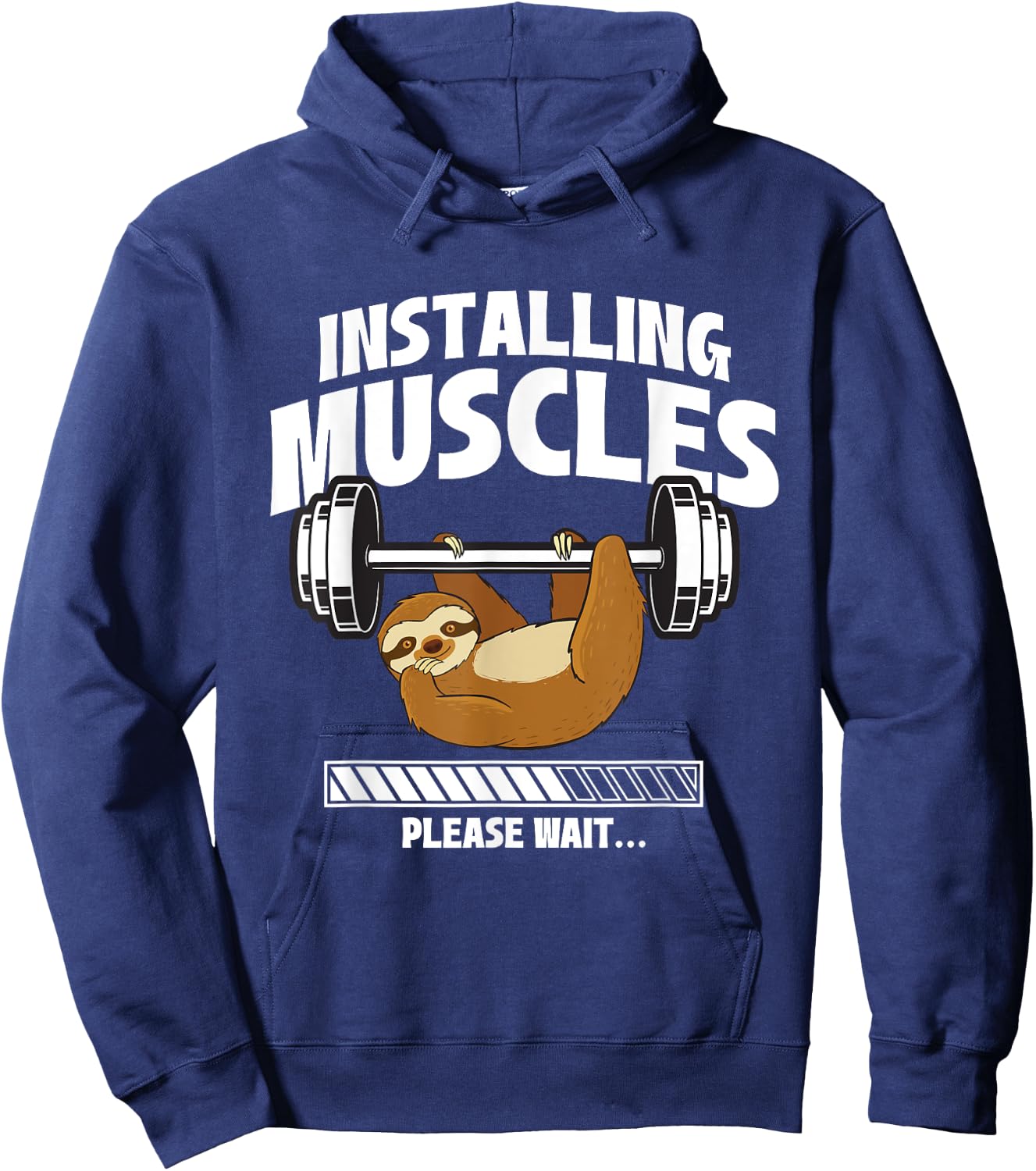 Installing Muscles Please Wait - Gym Exercise Sloth Lover Hoodie - Hoodie | Navy