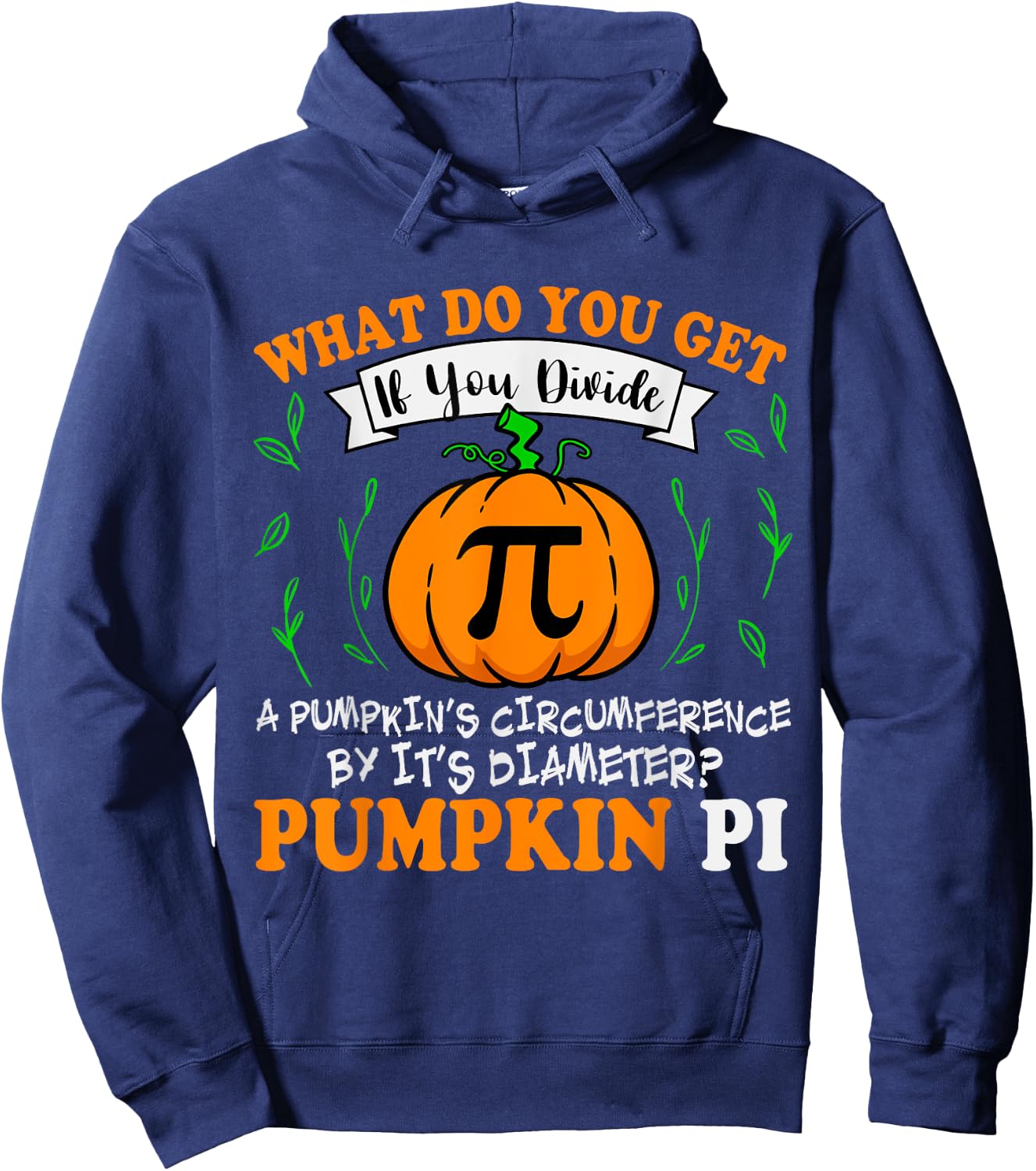 Pumpkin Pi Funny Halloween Thanksgiving Pie Math Pi Day Hoodie - Hoodie | Navy