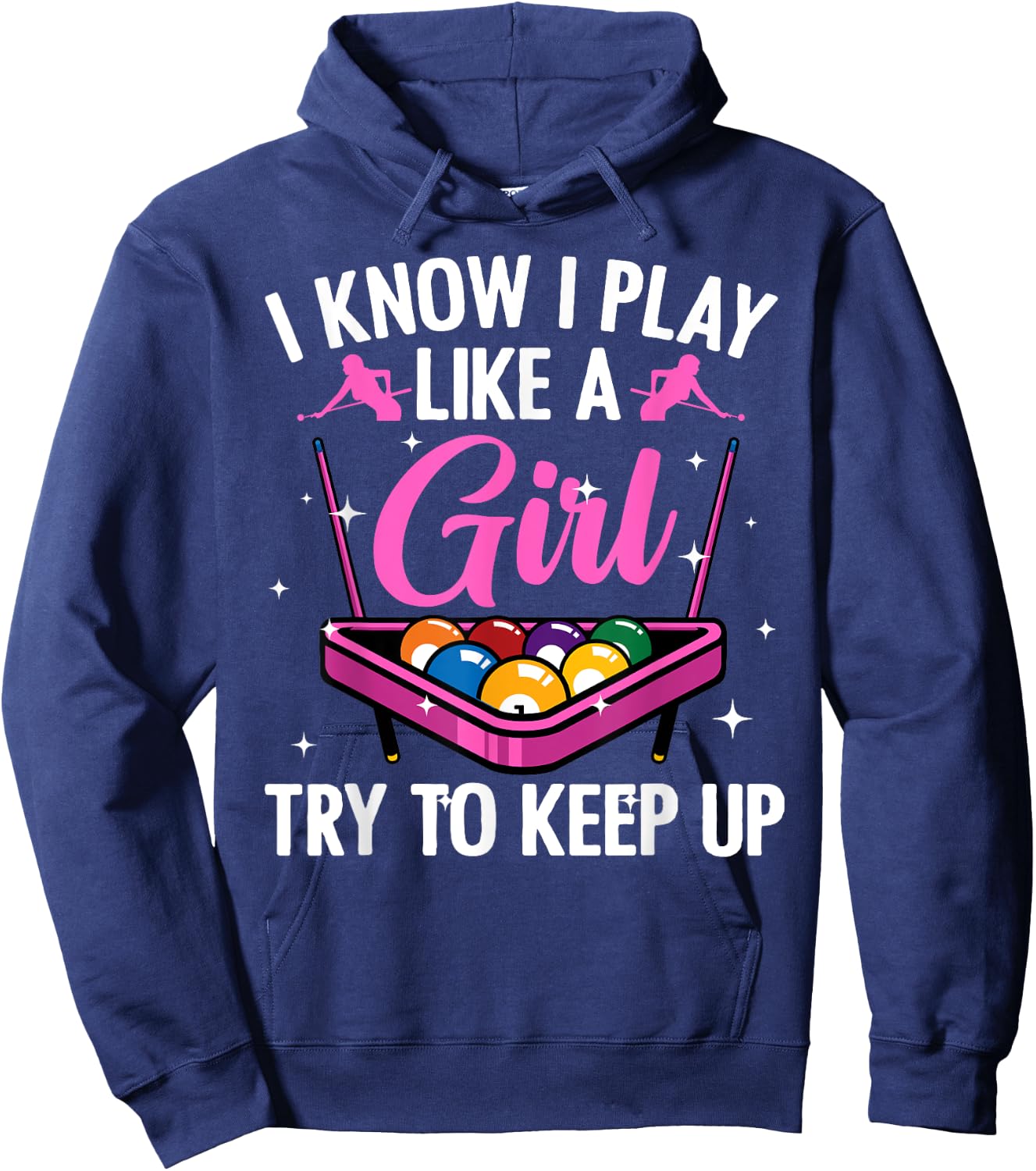 Funny Billiards Design Ladies Girls Pool Players Hoodie - Hoodie | Navy