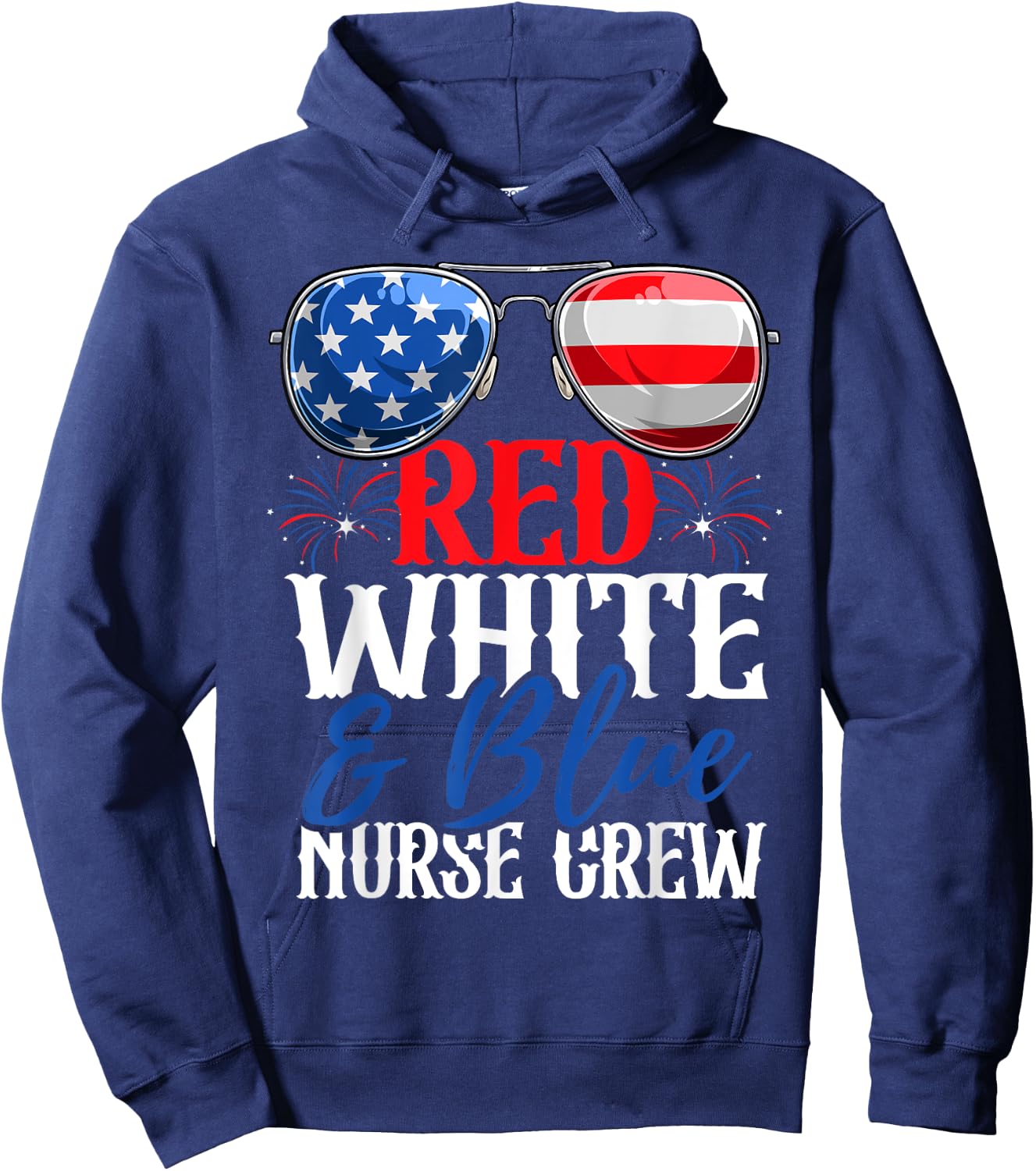 Red White And Blue Nurse Crew 4th Of July American Flag Hoodie - Hoodie | Navy