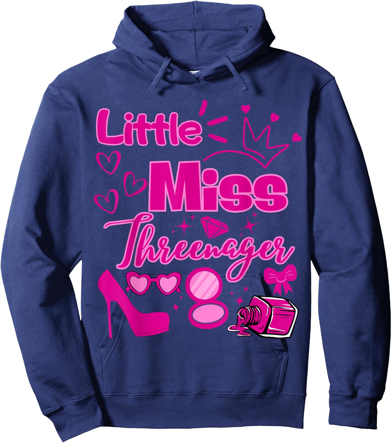 Miss Threenager 13 Birthday Girls Salon SPA Makeup Party Hoodie - Hoodie | Navy
