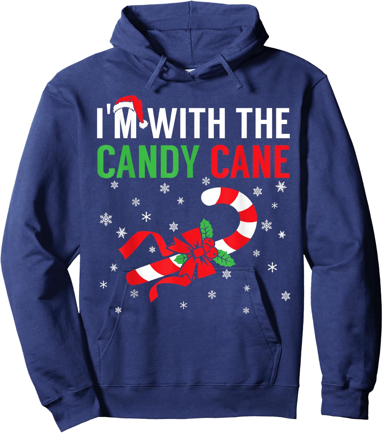 I’m With The Candy Cane Funny Christmas Candy Lover X-mas Hoodie - Hoodie | Navy